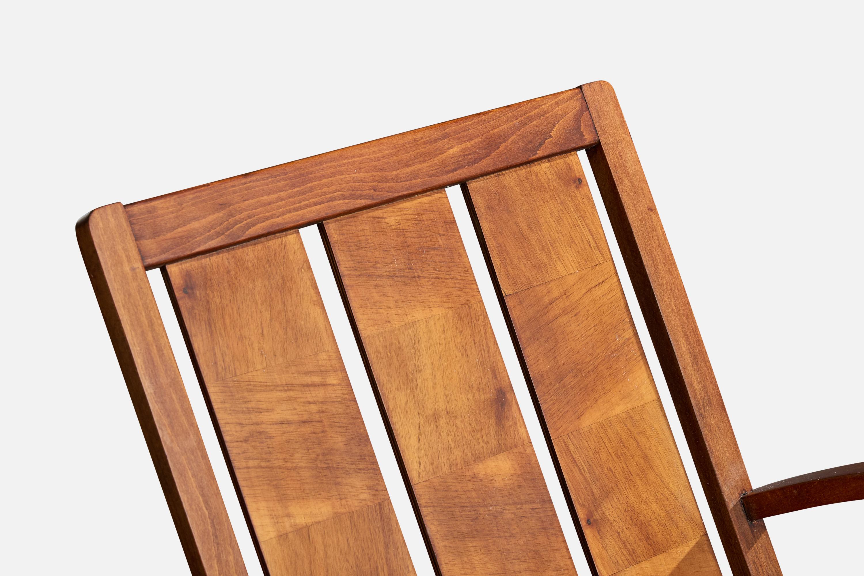 Italienischer Designer, Loungesessel, Nussbaum, Italien, 1930er Jahre im Angebot 3