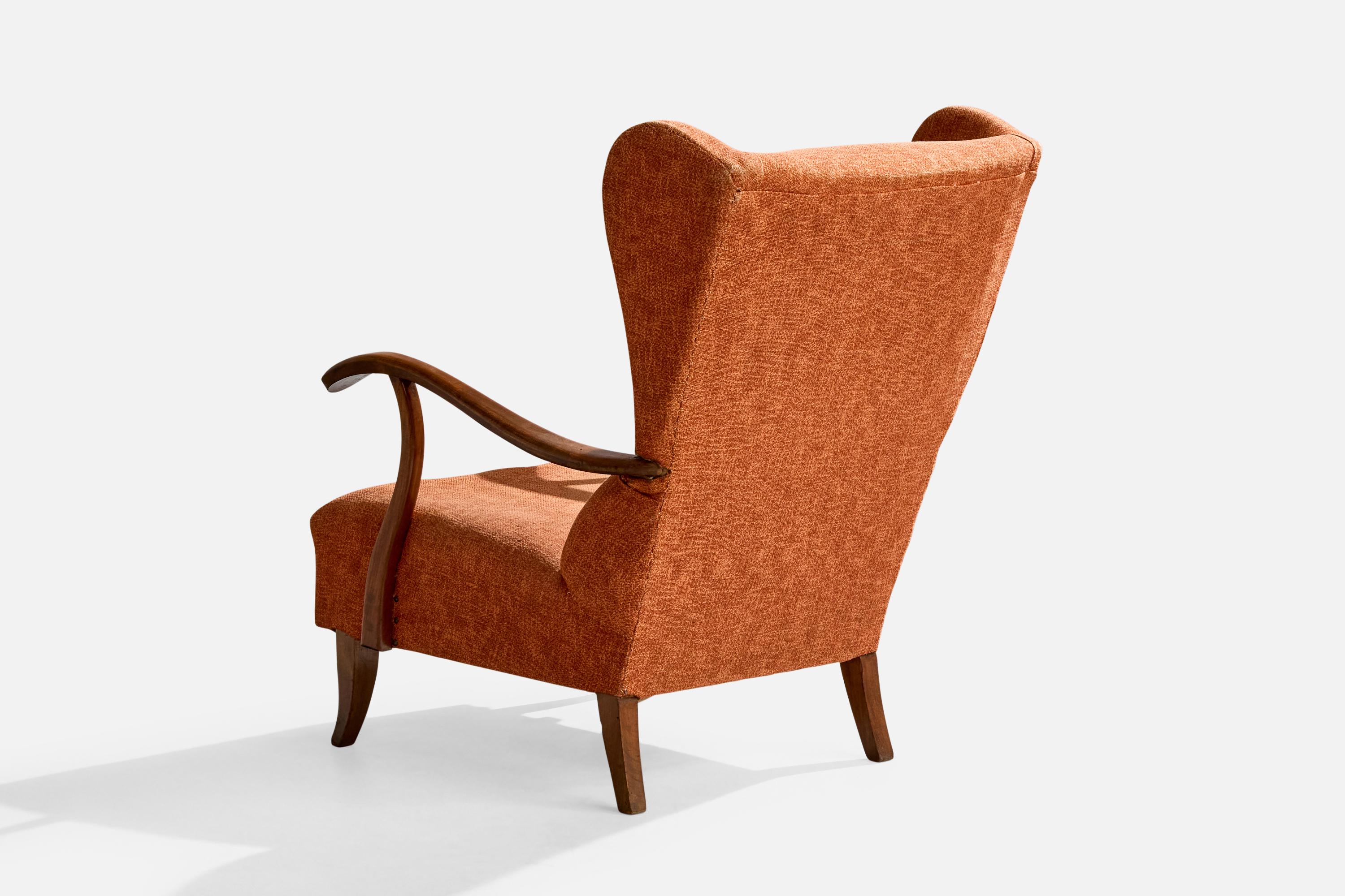 Designer italiano, Sedie da salotto, Wood, Tessuto, Italia, anni '1940 in vendita 4