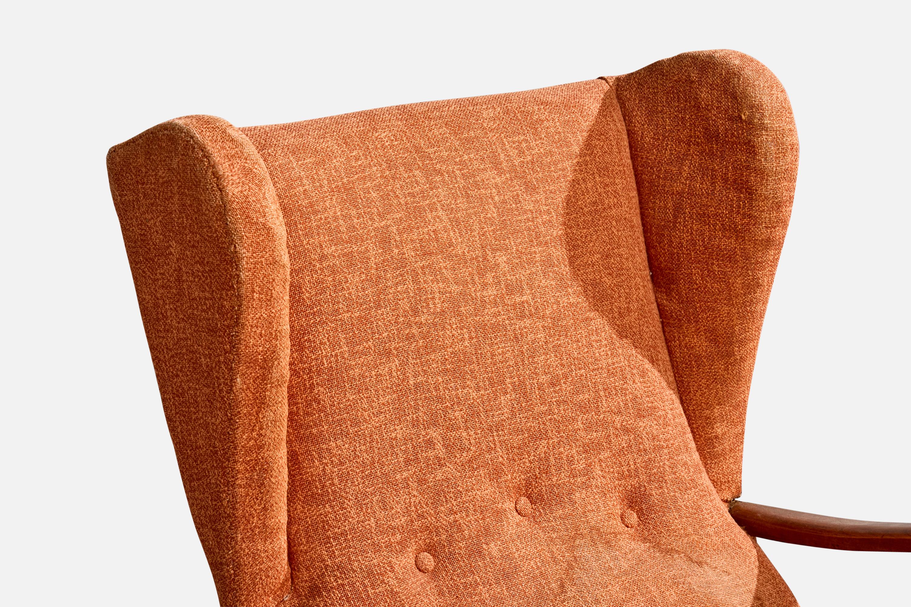 Designer italiano, Sedie da salotto, Wood, Tessuto, Italia, anni '1940 in vendita 7