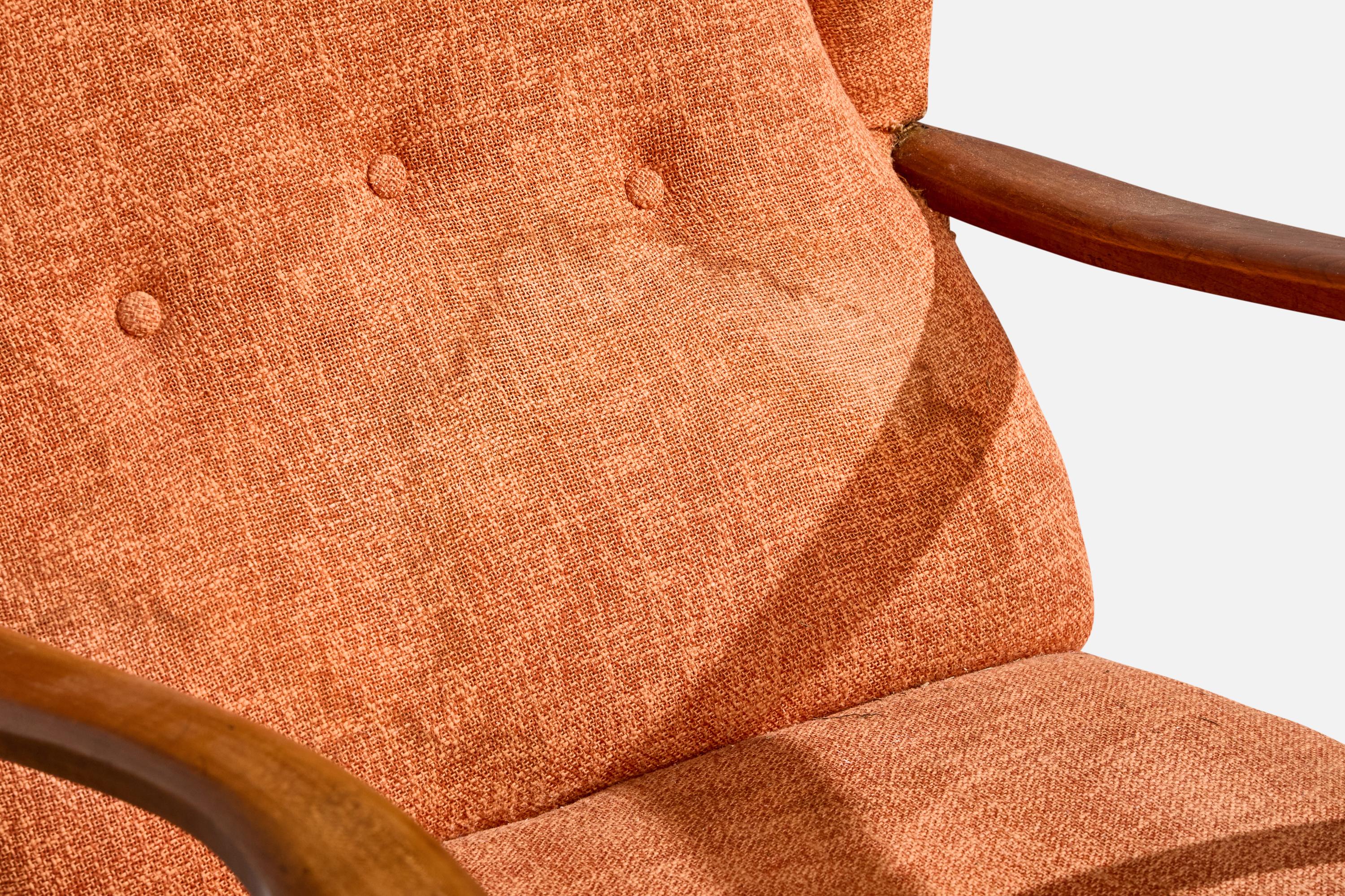 Designer italiano, Sedie da salotto, Wood, Tessuto, Italia, anni '1940 in vendita 8