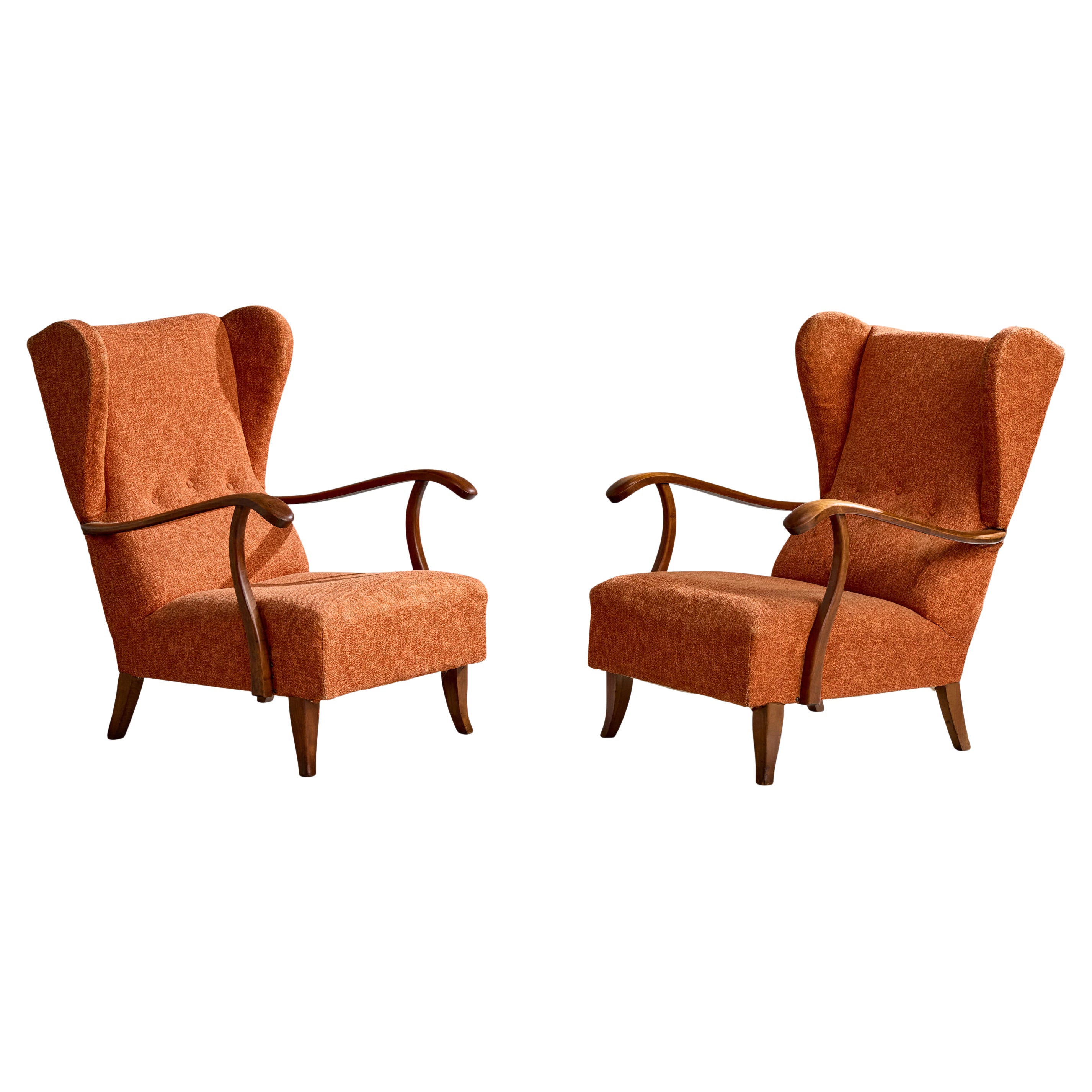 Designer italiano, Sedie da salotto, Wood, Tessuto, Italia, anni '1940
