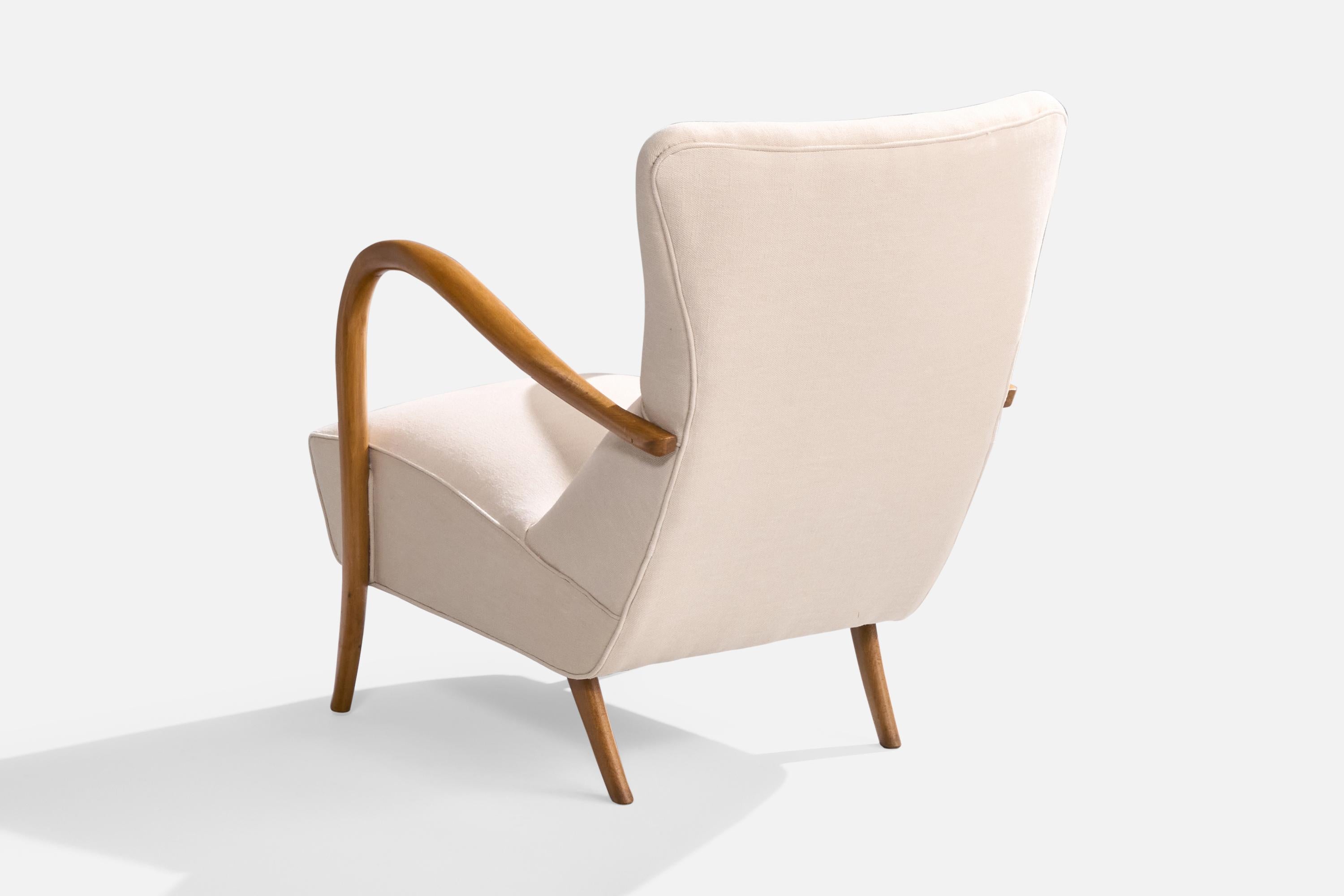 Designer italiano, Sedie da salotto, Wood, Tessuto, Italia, anni '1950 in vendita 5
