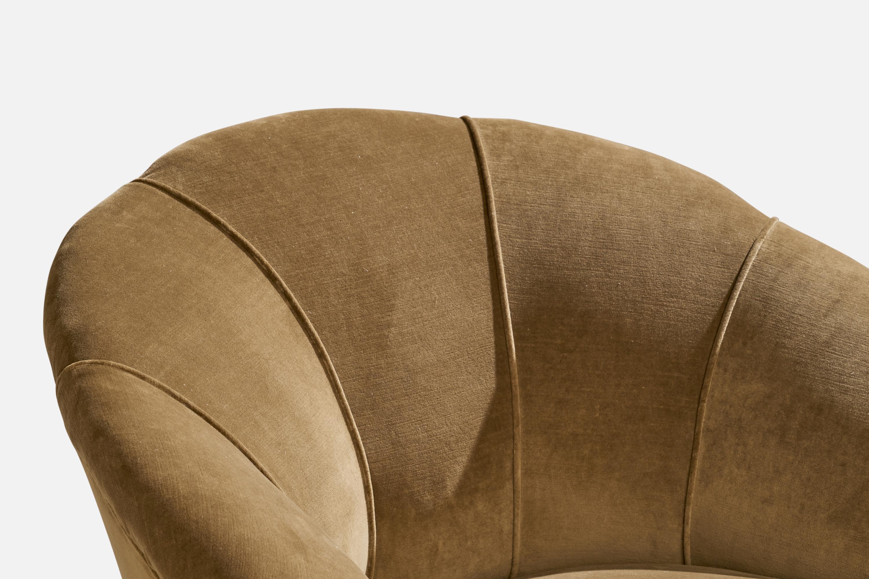Italian Designer, Lounge Chairs, Wood, Fabric, Italy, 1950s 7