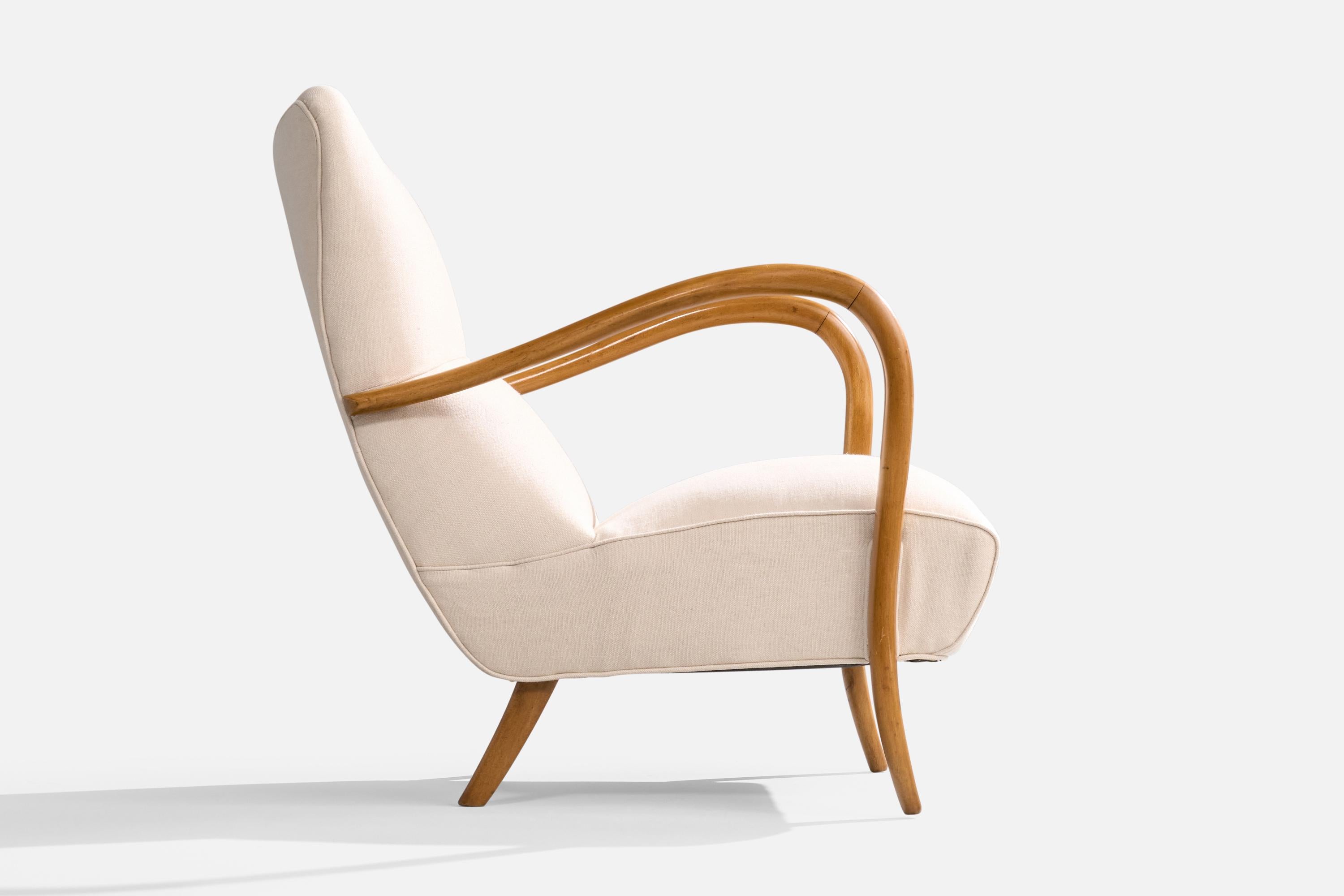 Designer italiano, Sedie da salotto, Wood, Tessuto, Italia, anni '1950 in vendita 6