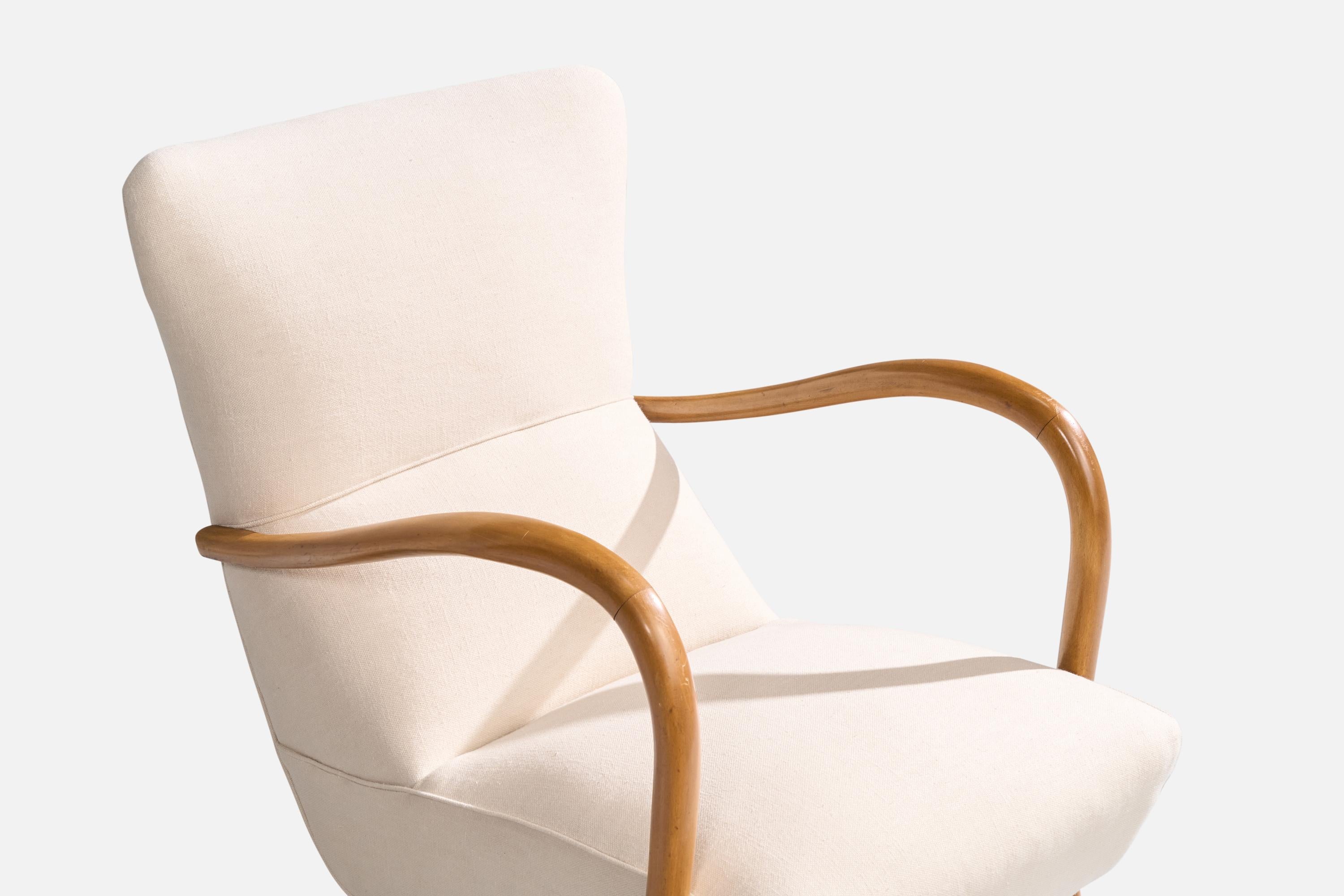 Designer italiano, Sedie da salotto, Wood, Tessuto, Italia, anni '1950 in vendita 7