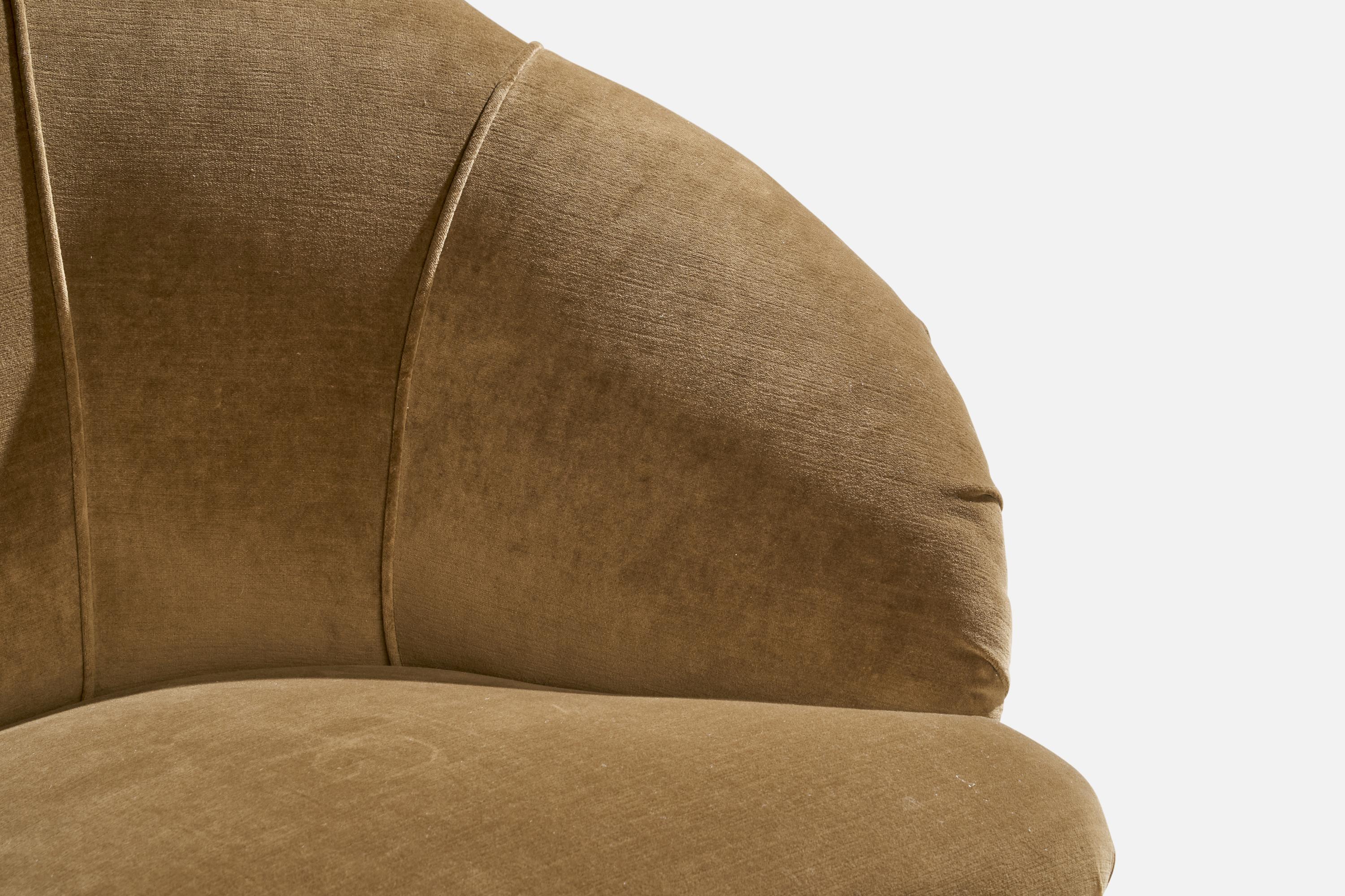 Italian Designer, Lounge Chairs, Wood, Fabric, Italy, 1950s 9