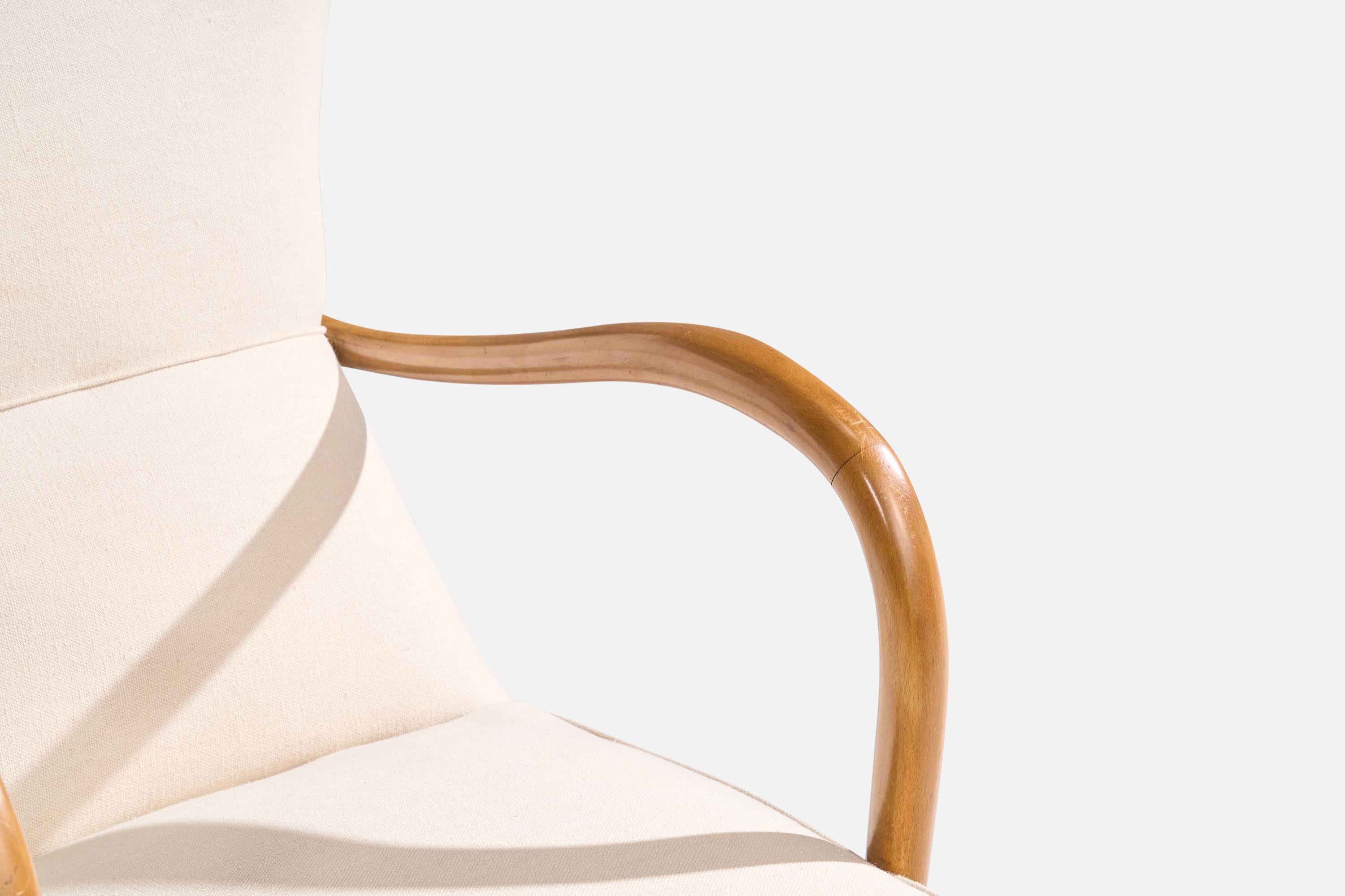 Designer italiano, Sedie da salotto, Wood, Tessuto, Italia, anni '1950 in vendita 9