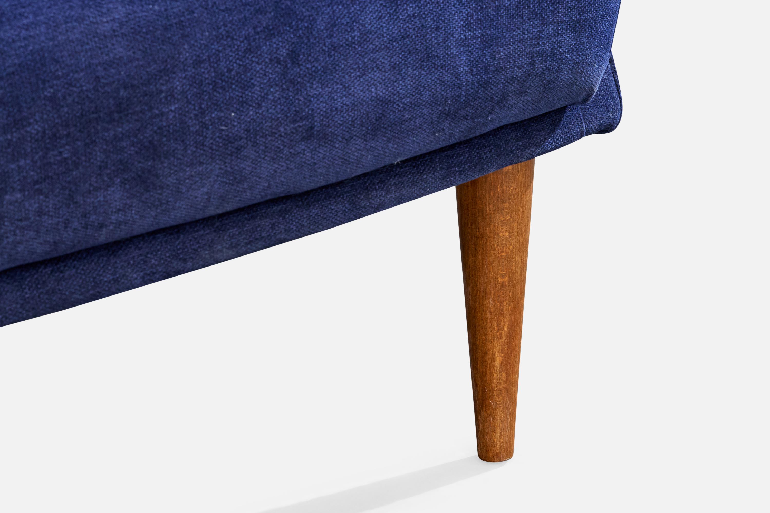 Italienische Designerin, Loungesessel, Holz, Stoff, Italien, 1950er Jahre im Angebot 9