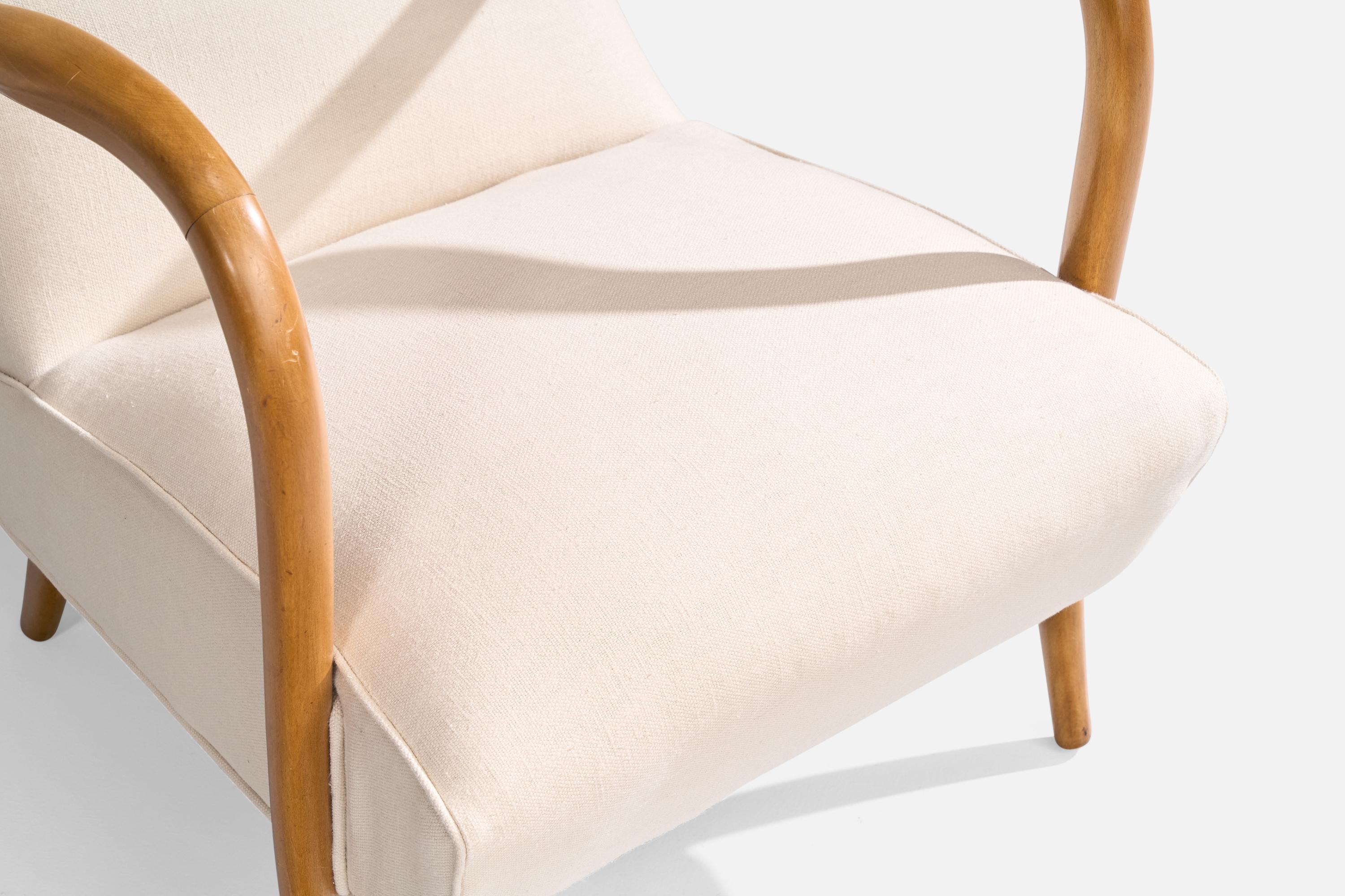 Italiano Designer italiano, Sedie da salotto, Wood, Tessuto, Italia, anni '1950 in vendita