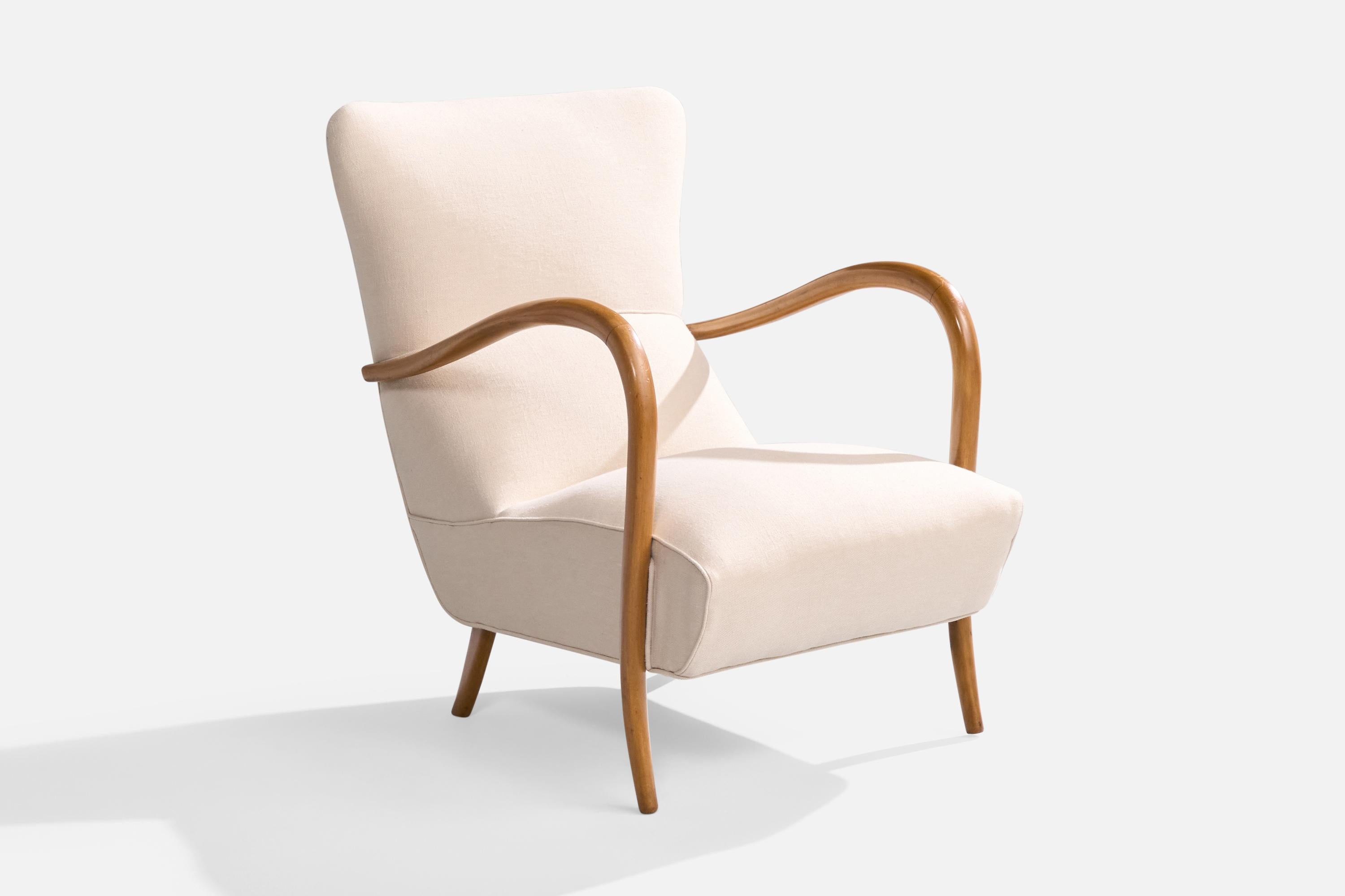 Designer italiano, Sedie da salotto, Wood, Tessuto, Italia, anni '1950 in vendita 4