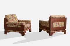 Designer italiano, poltrone da salotto, legno, tessuto, Italia, anni ’60