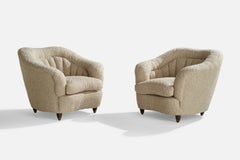 Italian Designer, Lounge Chairs, Wood, Italy, 1940s