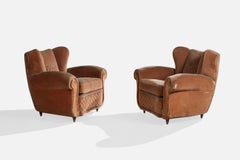 Designer italiano, Sedie da salotto, Wood, Velluto, Italia, anni '1940