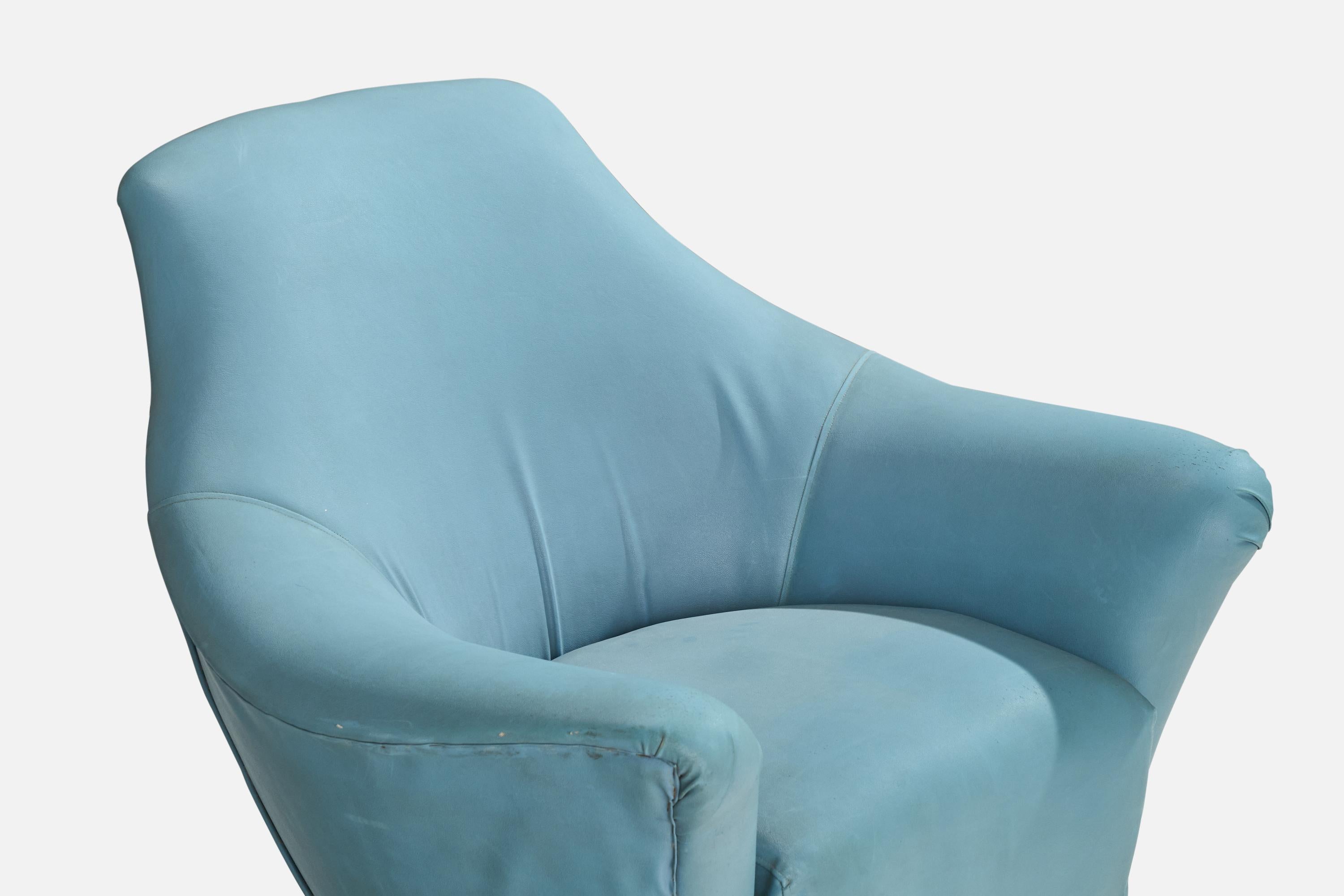 Designer italien, chaises longues, Wood, Vinyl, Italie, années 1950 en vente 9