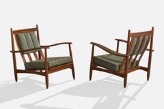 Italian Designer, Lounge Chairs, Wood, Vinyl, Italy, 1950s