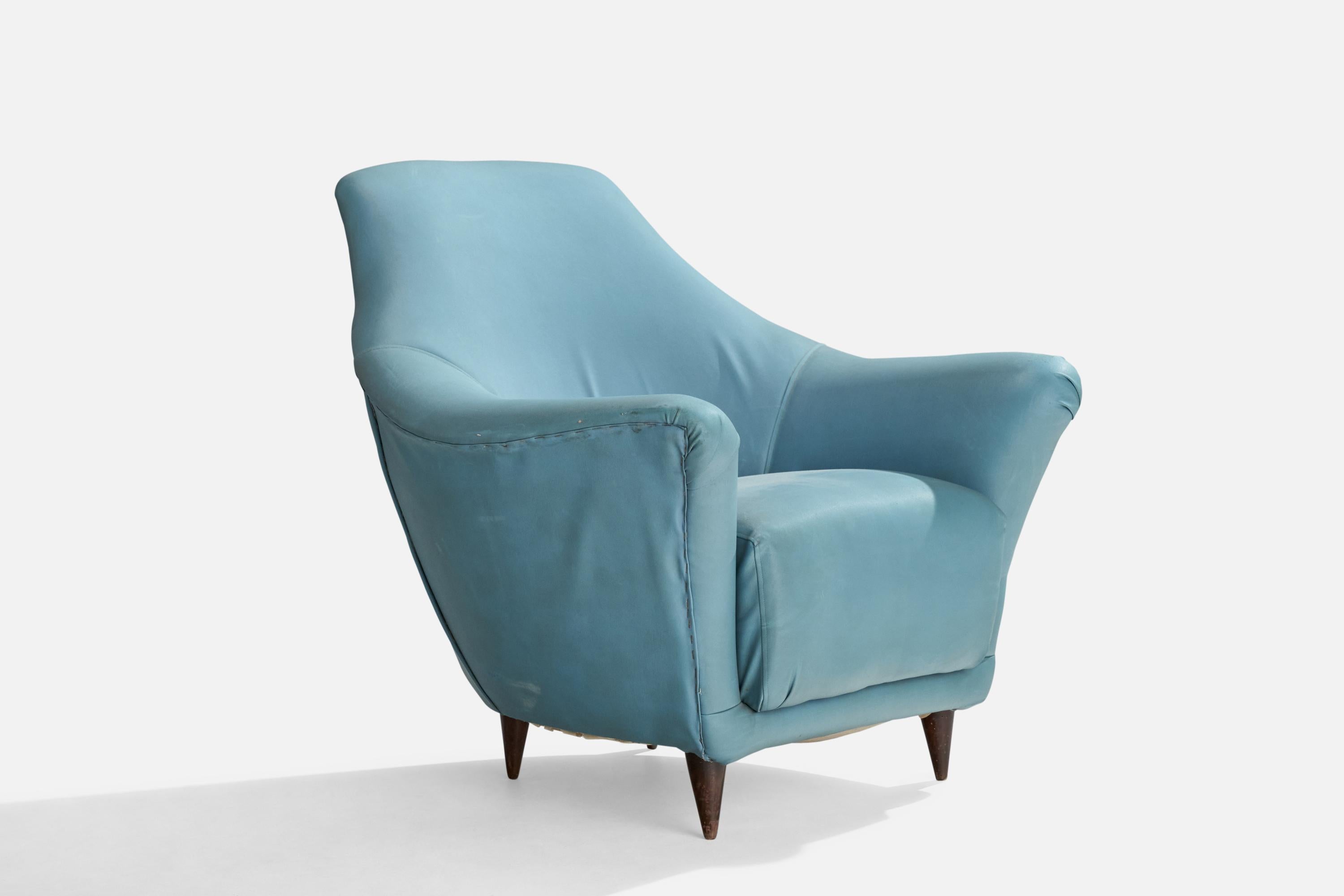 Milieu du XXe siècle Designer italien, chaises longues, Wood, Vinyl, Italie, années 1950 en vente
