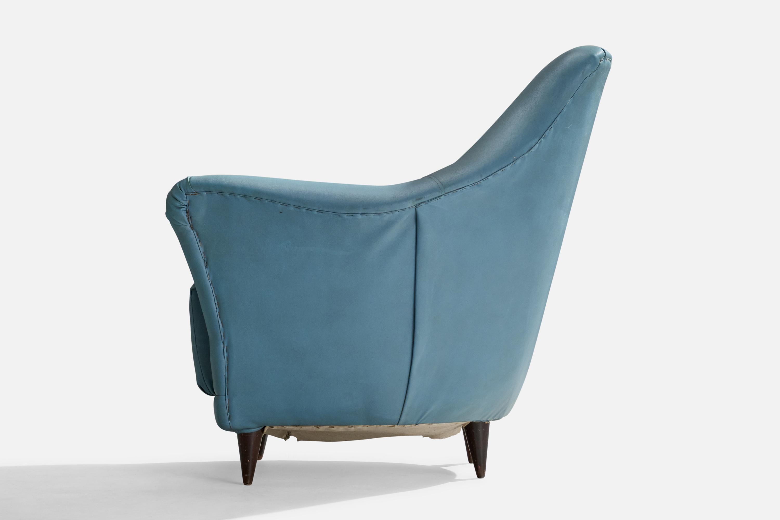 Designer italien, chaises longues, Wood, Vinyl, Italie, années 1950 en vente 1