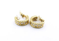 Italian Designer Made 18ct Yellow Gold Diamond 'Huggie Style' Earrings