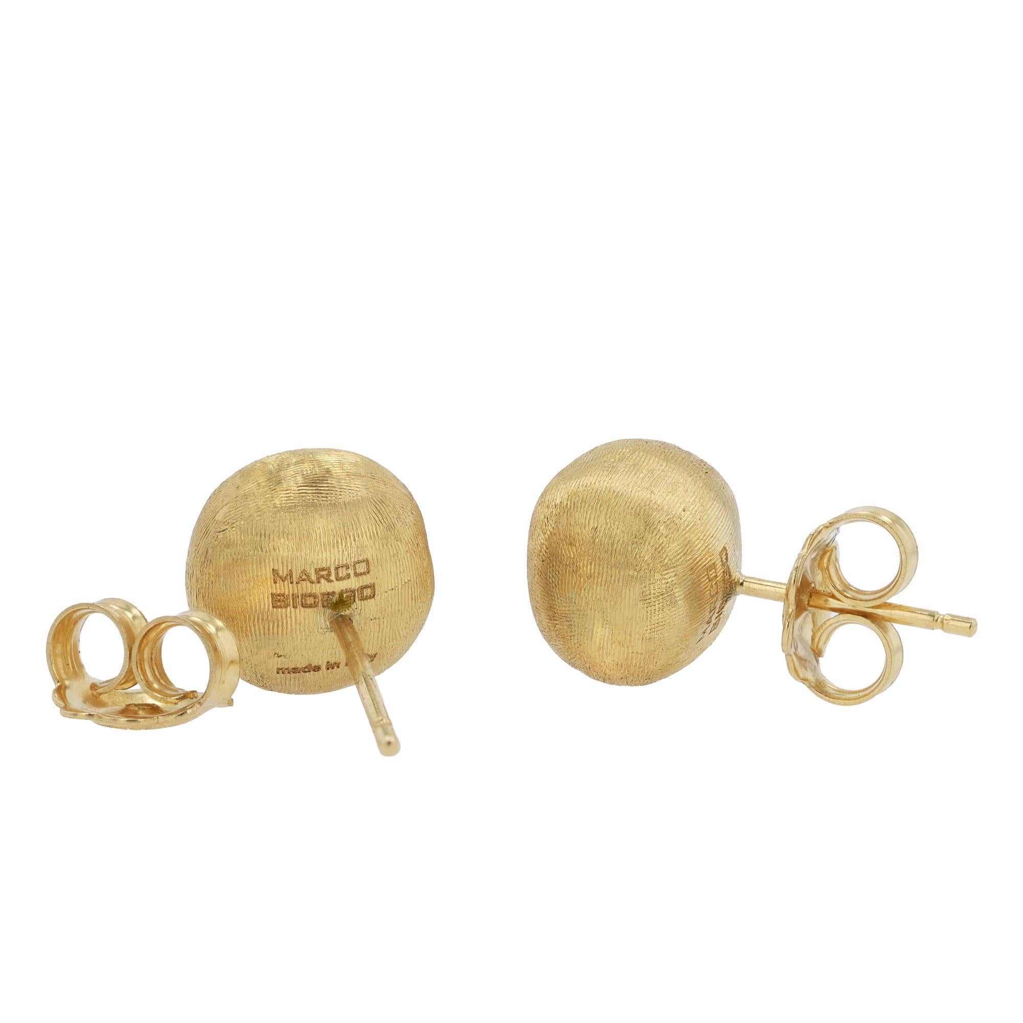 Classical Roman Italian Designer Marco Bicego 18k Gold Africa Stud Ball Earrings