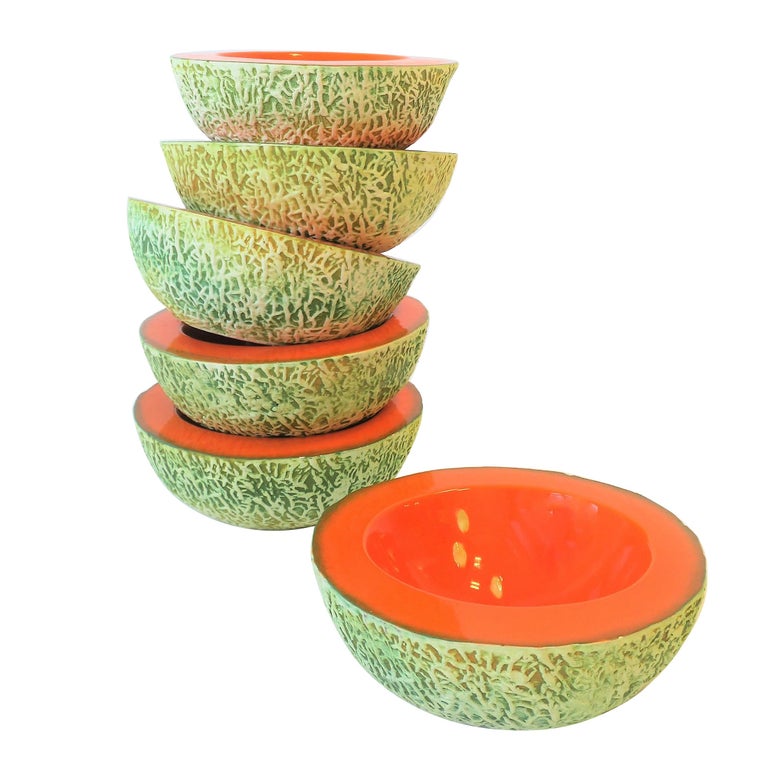 Italian Designer Matte Ceramic Pottery Orange Melon Fruit Sculpture Bowls For Sale At 1stdibs,Chippendale Furniture