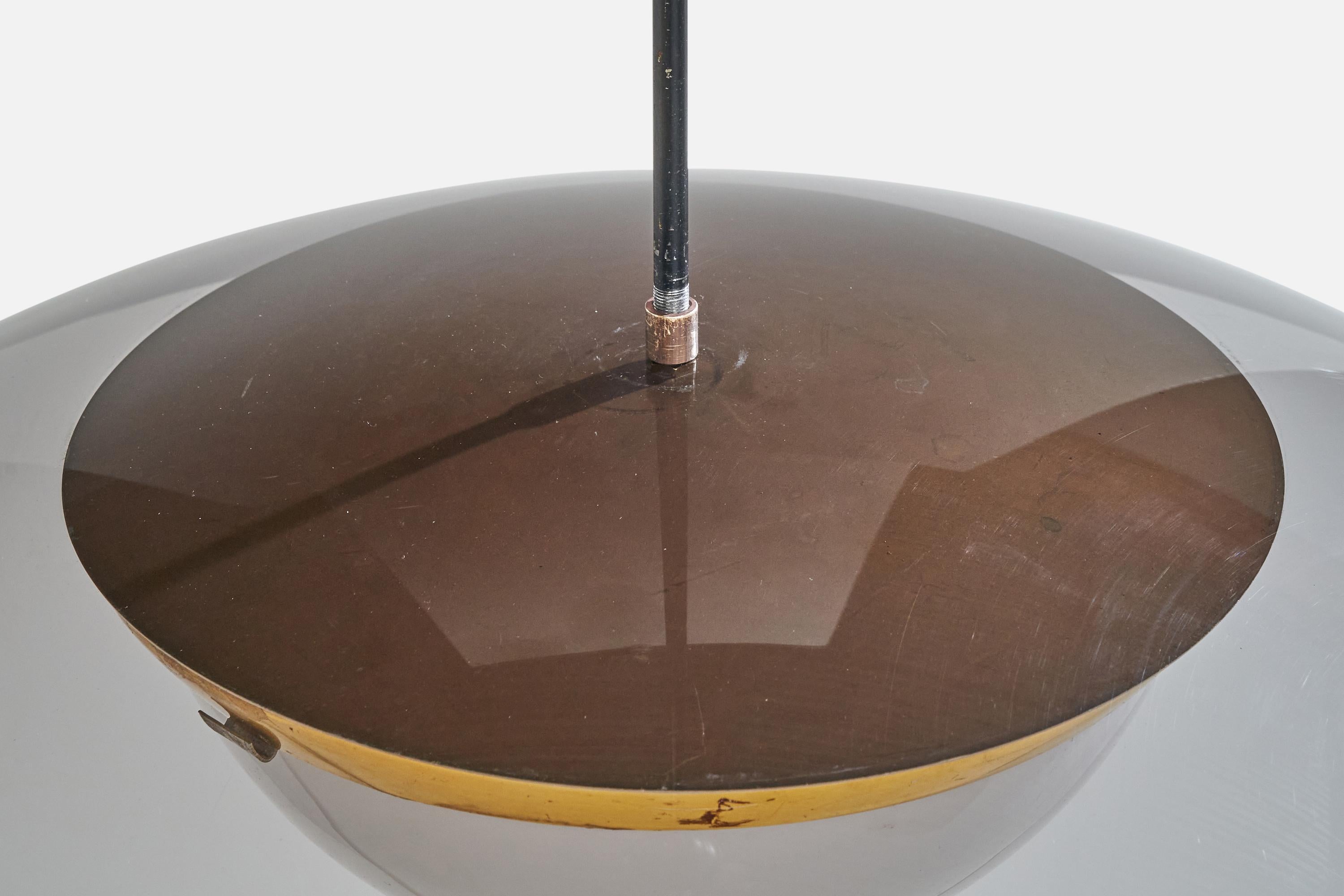 Italian Designer, Metal, Acrylic, Brass, Glass, Italy, 1950s For Sale 5