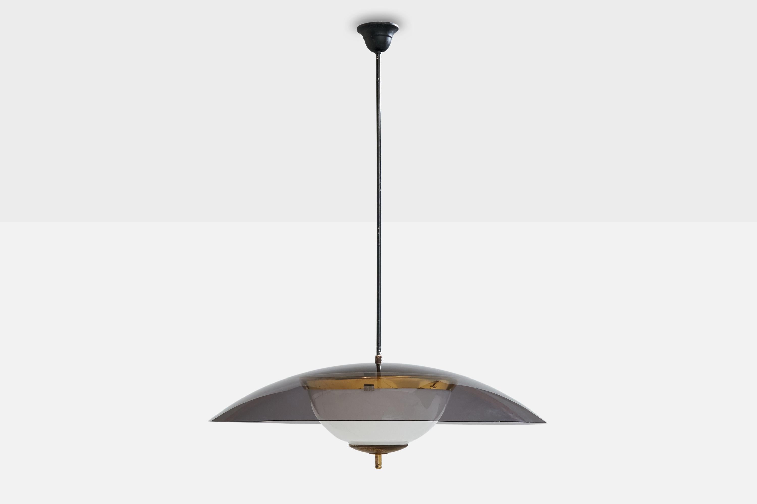 Mid-Century Modern Italian Designer, Metal, Acrylic, Brass, Glass, Italy, 1950s For Sale
