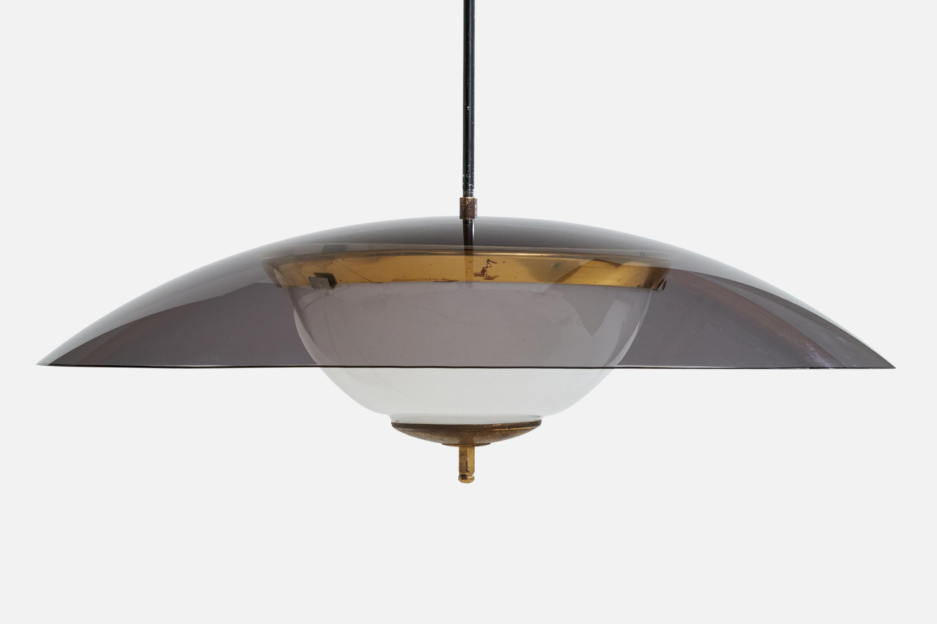 Mid-20th Century Italian Designer, Metal, Acrylic, Brass, Glass, Italy, 1950s For Sale