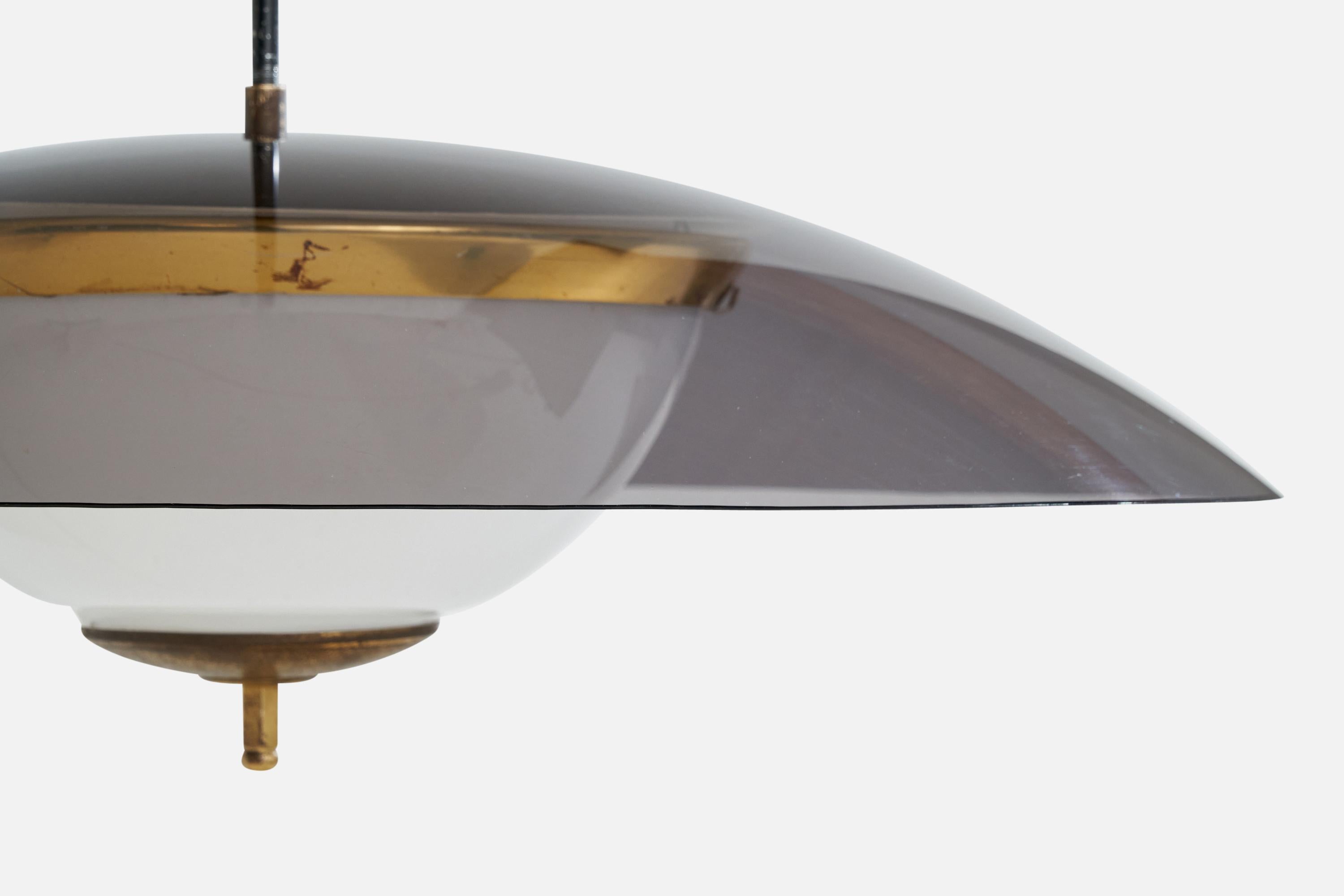 Italian Designer, Metal, Acrylic, Brass, Glass, Italy, 1950s For Sale 1