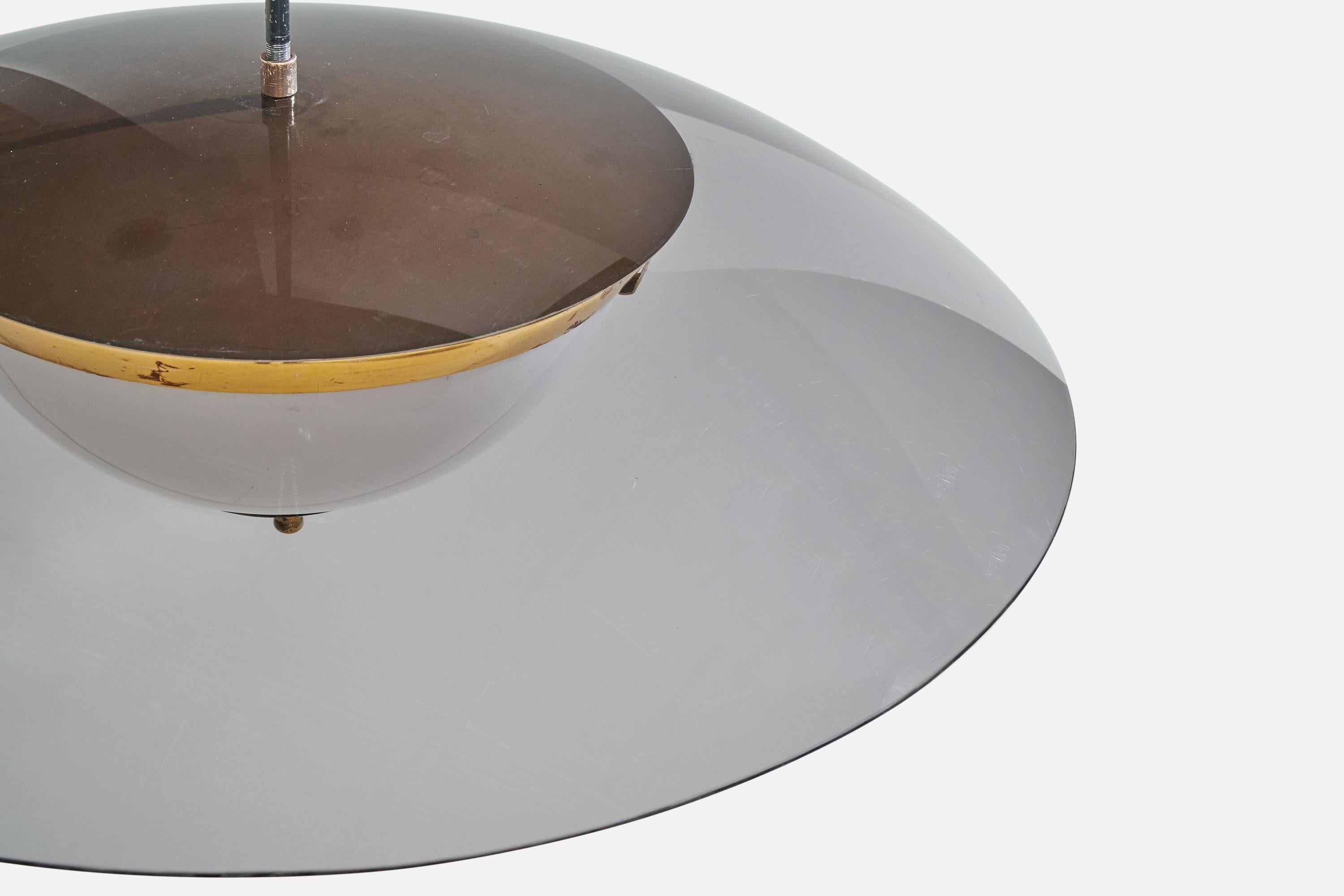 Italian Designer, Metal, Acrylic, Brass, Glass, Italy, 1950s For Sale 2
