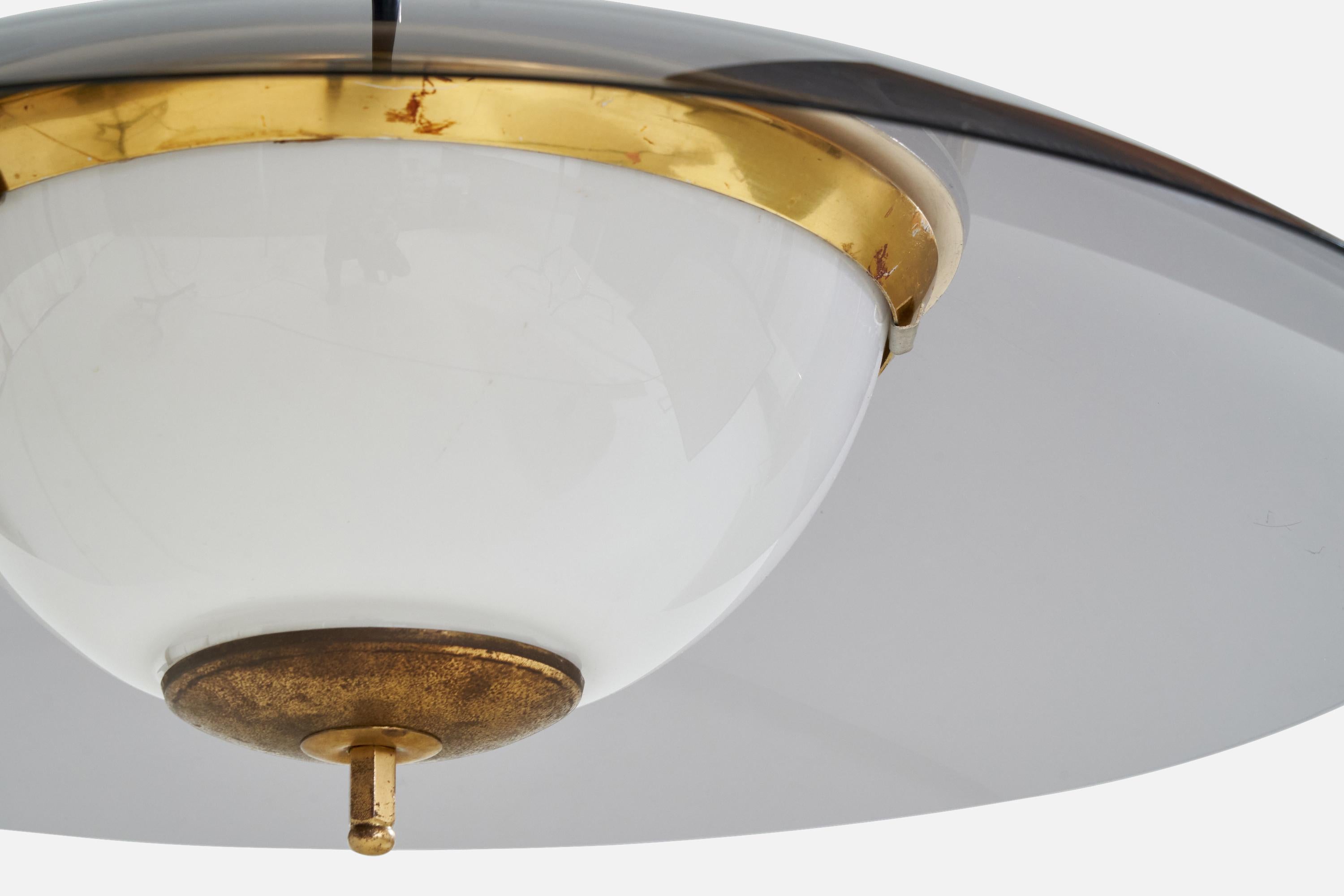 Italian Designer, Metal, Acrylic, Brass, Glass, Italy, 1950s For Sale 3