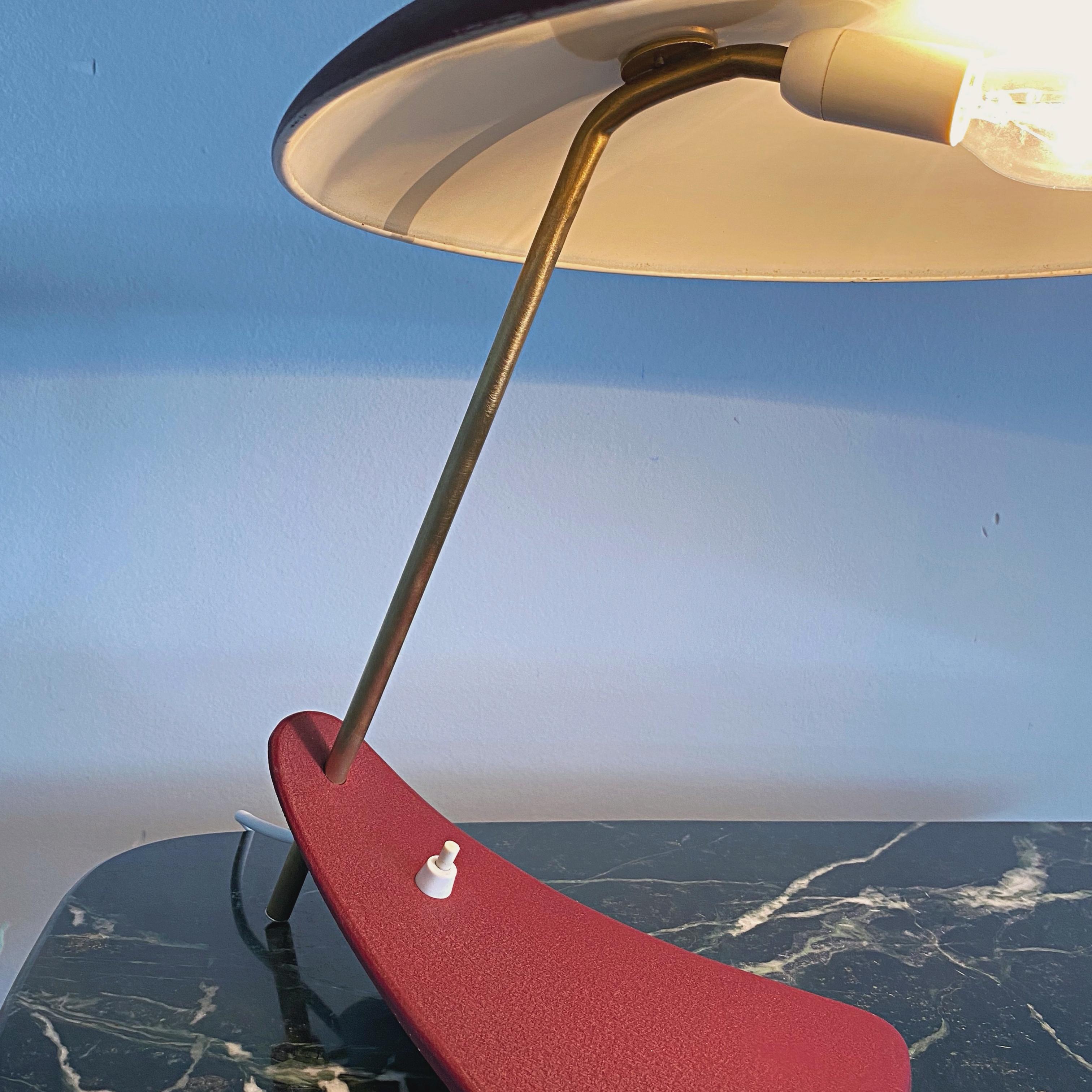 Brass Italian Designer Mid-Century Modern UFO Table Lamp, 1950s, Italy