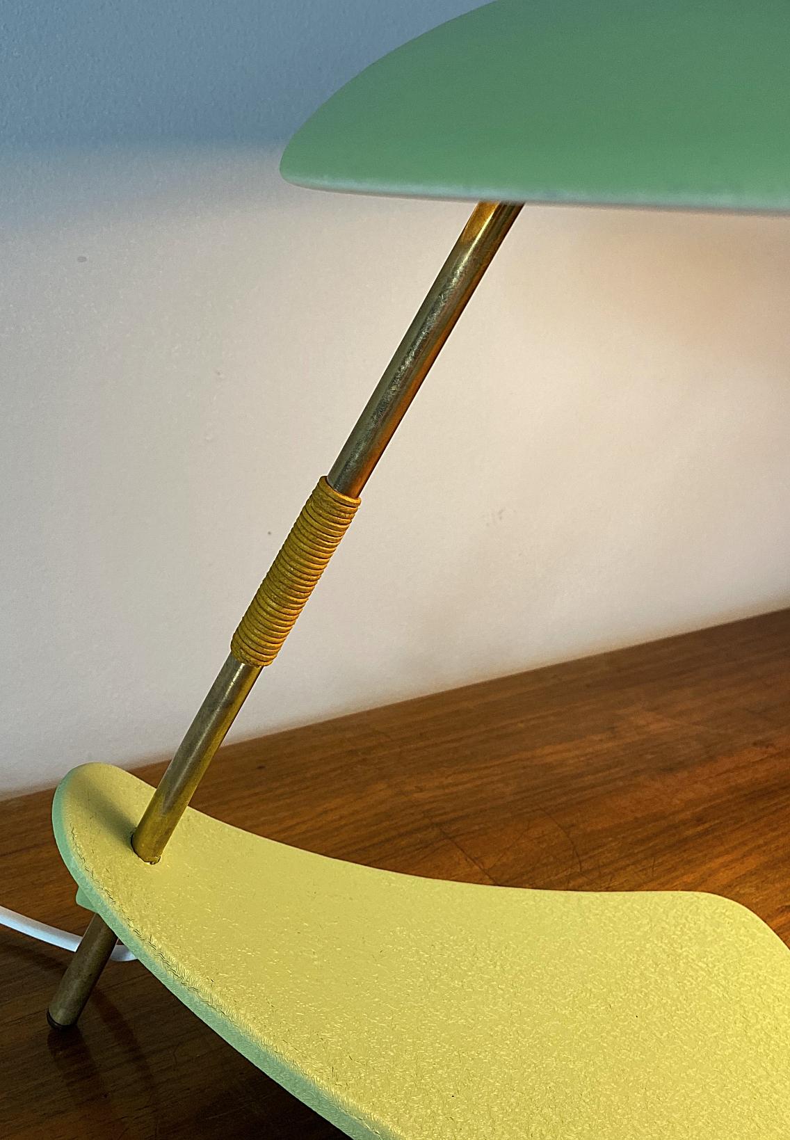 Brass Italian Designer Mid-Century Modern UFO Table Lamp, 1950s, Italy For Sale