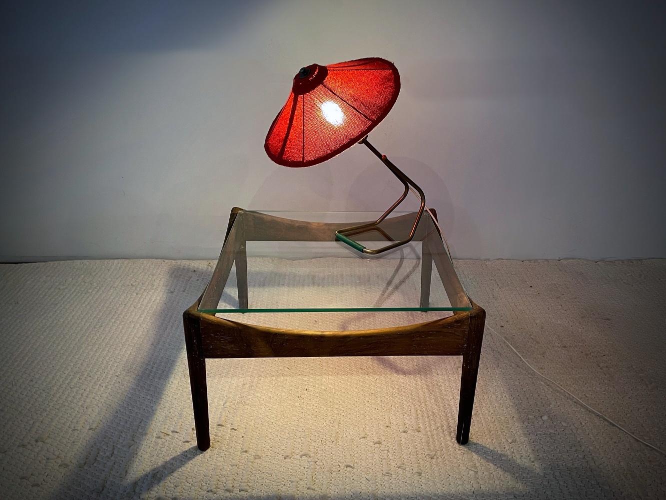 Metalwork Italian Designer Mid-Century Modern Brass Table Lamp, 1950s, Italy For Sale