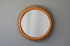 Italian Designer, Mirror, Bambo, Cane, Mirror Glass, Italy, 1960s