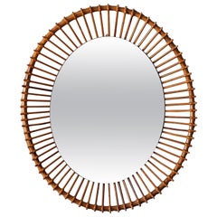 Italian Designer, Mirror, Bambo, Cane, Mirror Glass, Italy, 1960s