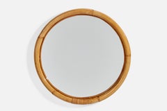 Italienischer Designer, Spiegel, Bambus, Rattan, Glas, Italien, 1960er