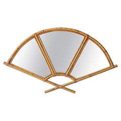 Italienischer Designer, Spiegel, Bambus, Rattan, Spiegelglas, Italien, 1950er Jahre