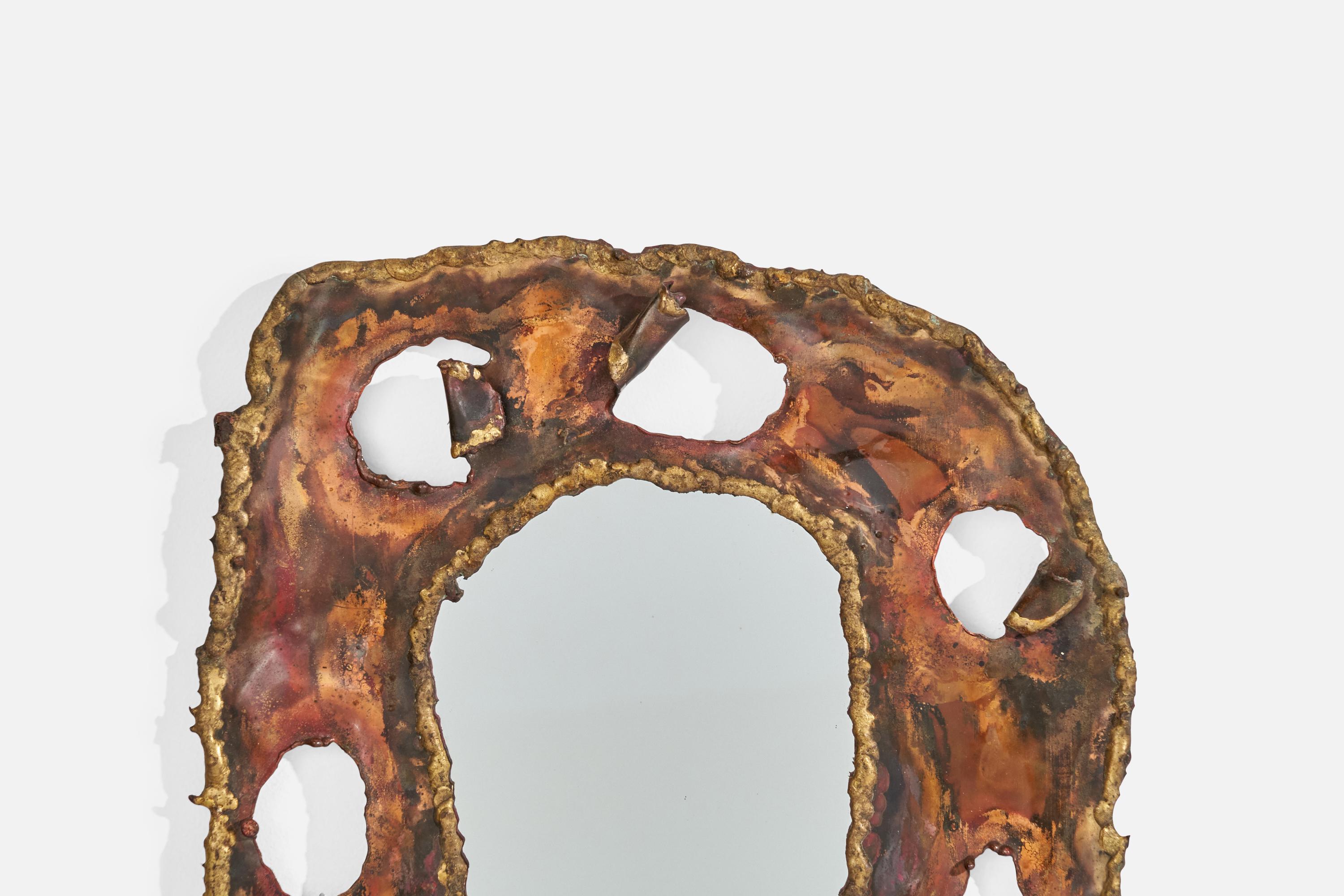 Mid-20th Century Italian Designer, Mirror, Painted Brass, Italy, 1950s For Sale