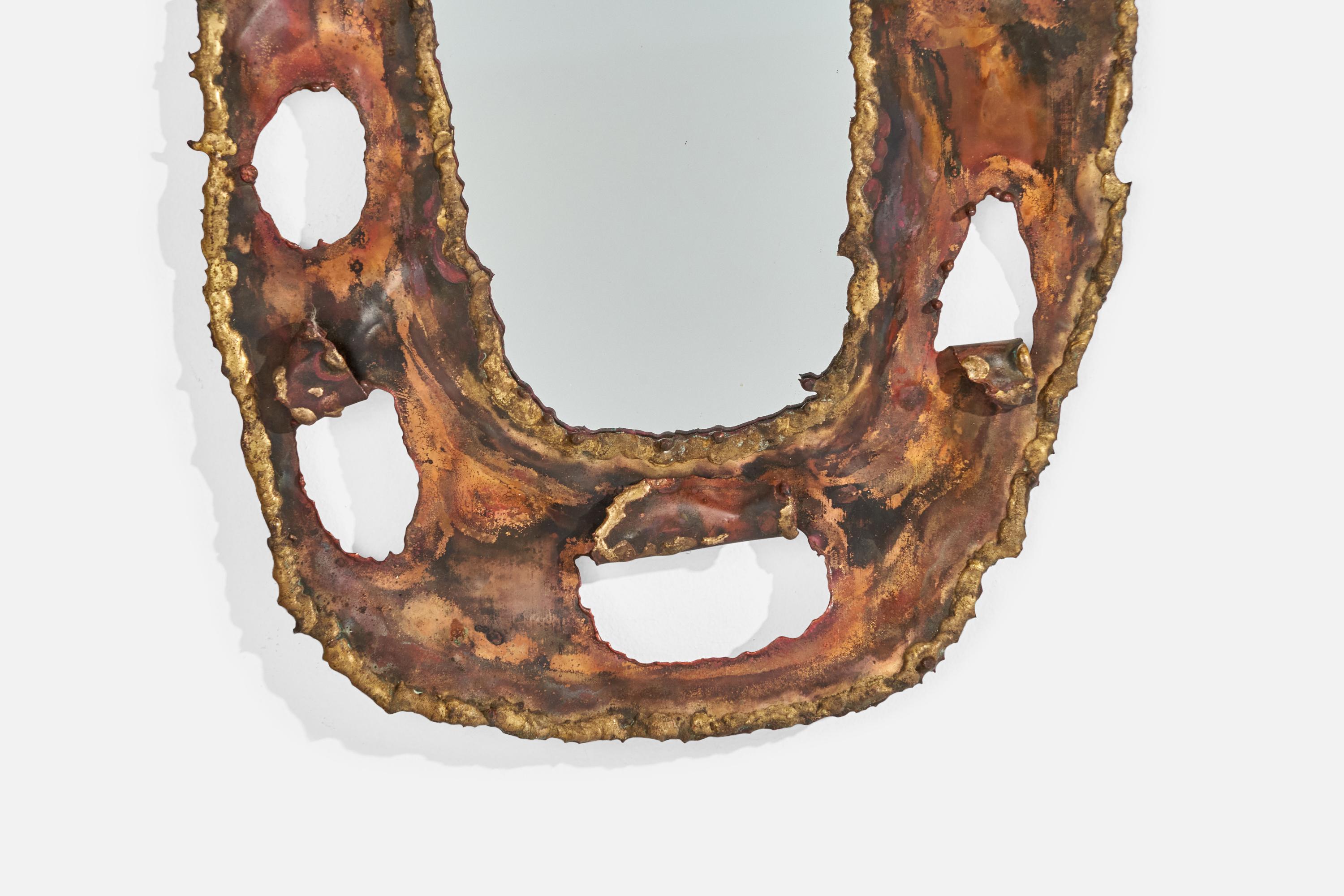 Italian Designer, Mirror, Painted Brass, Italy, 1950s For Sale 1