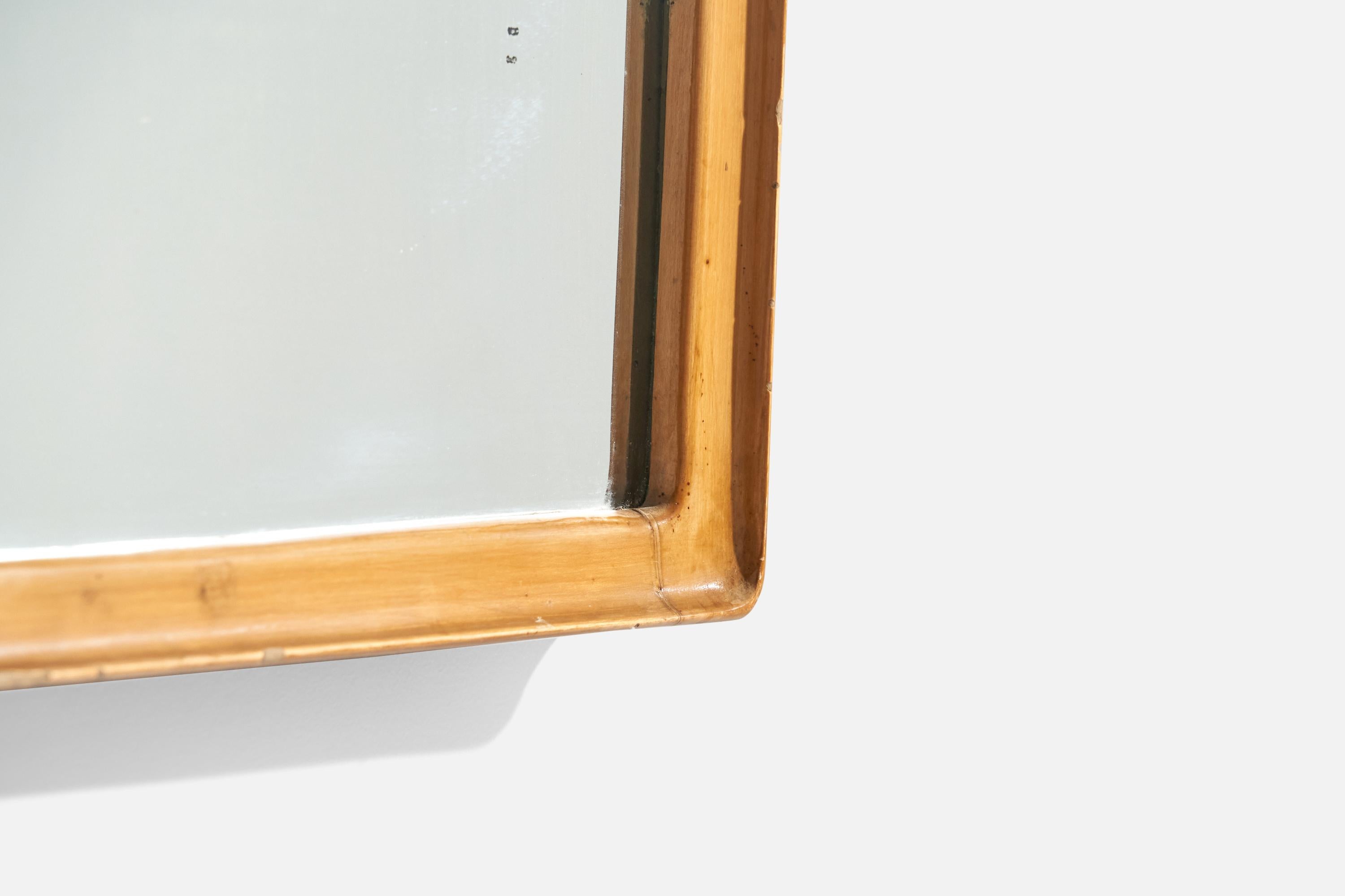 Specchio di design italiano, Wood, Specchio di vetro, Italia, anni '50 in vendita 3