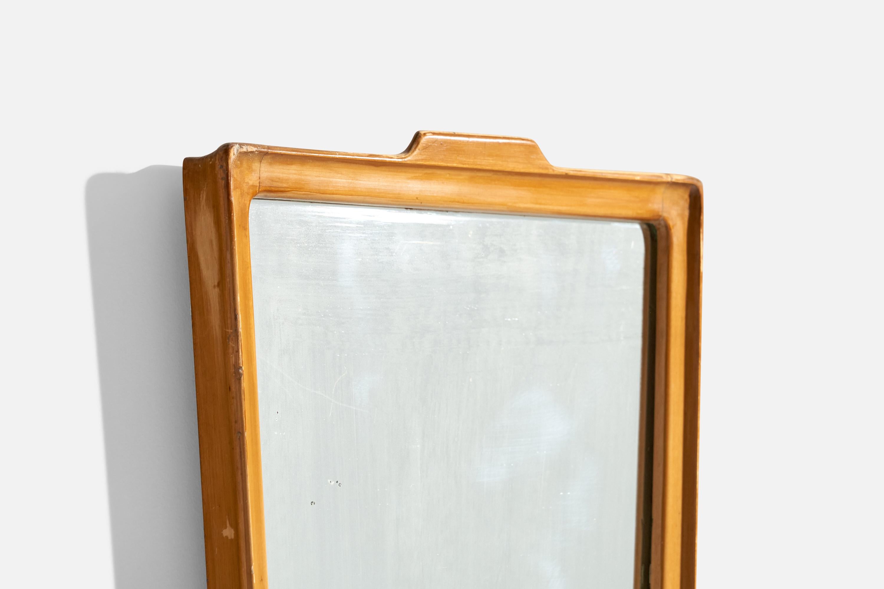 Italiano Specchio di design italiano, Wood, Specchio di vetro, Italia, anni '50 in vendita