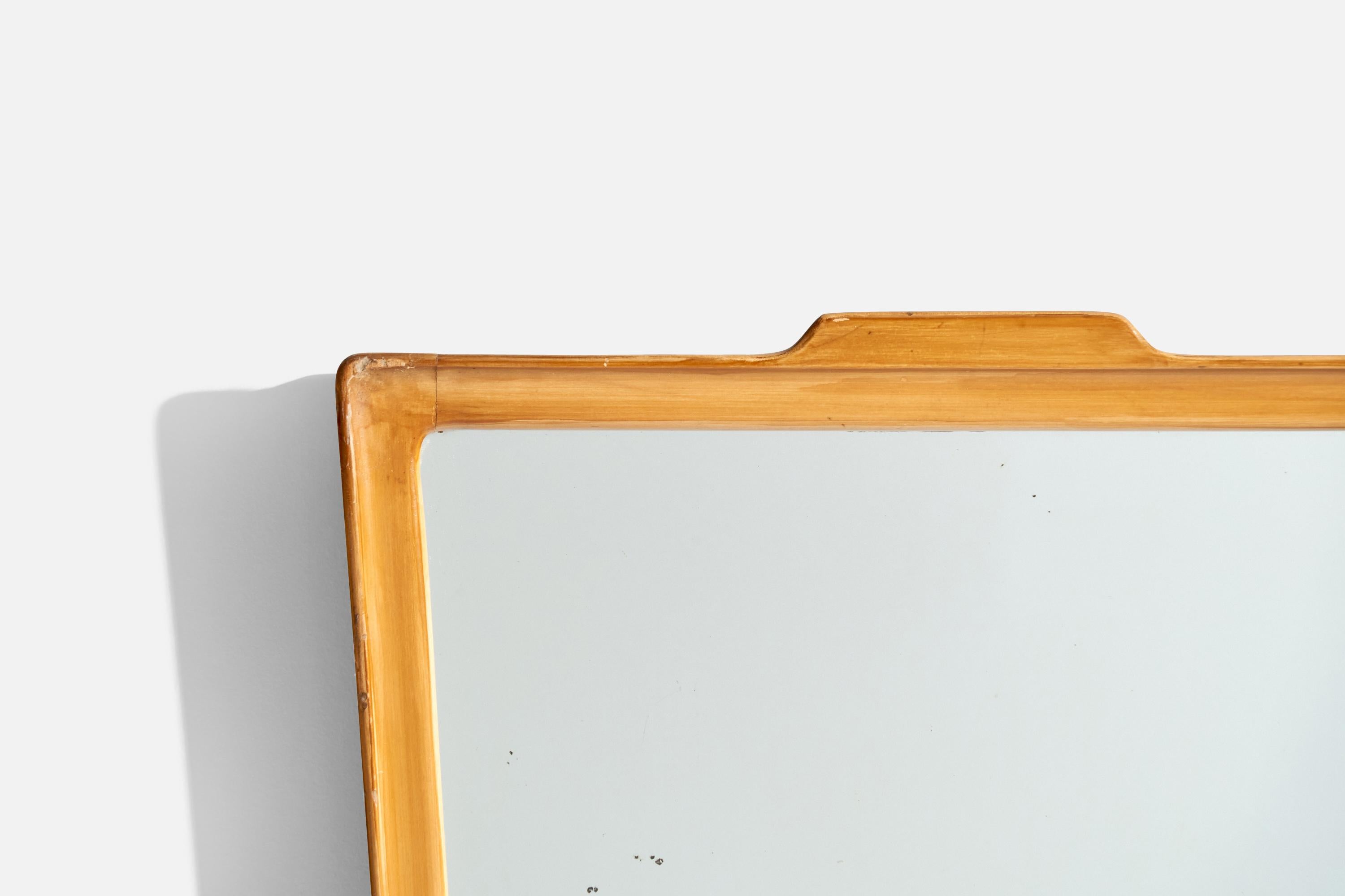 Specchio di design italiano, Wood, Specchio di vetro, Italia, anni '50 in vendita 2