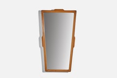 Designer italien, miroir, bois, miroir verre, Italie, années 1950