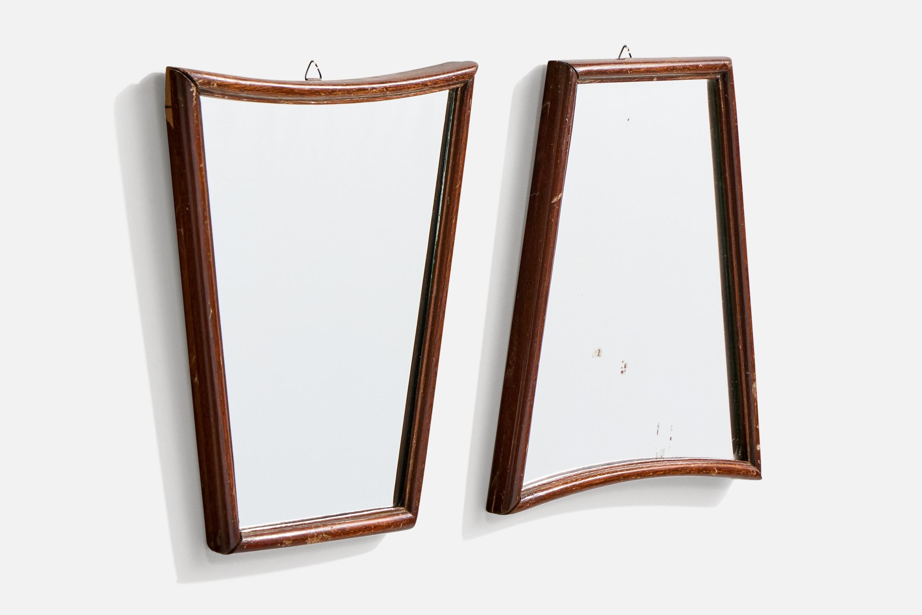 Italienischer Designer, Spiegel, Nussbaum, Spiegelglas, Italien, 1940er Jahre (Moderne der Mitte des Jahrhunderts) im Angebot