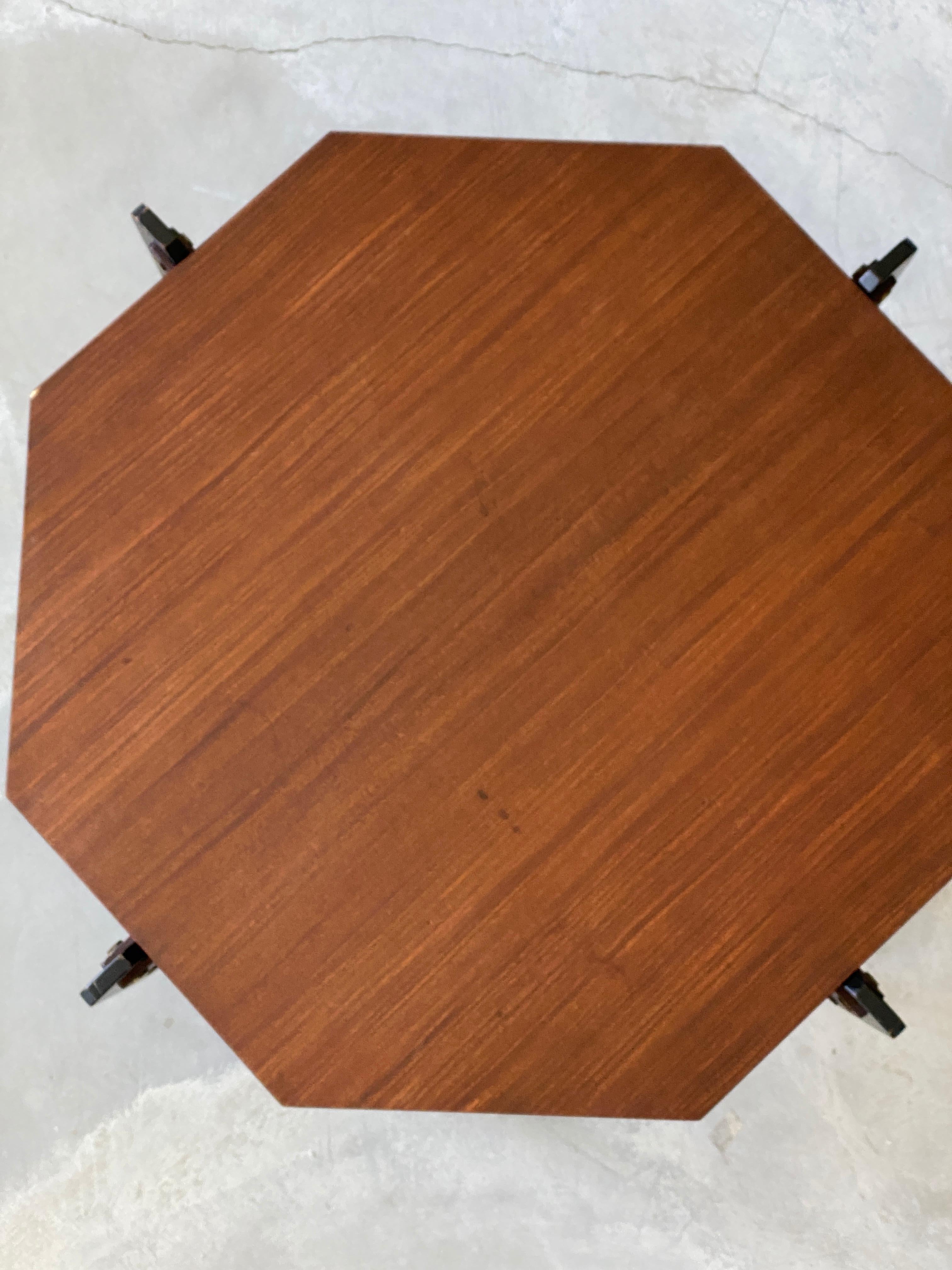 Italian Designer, Modernist Coffee Table, Teak, Lacquered Metal, Italy, 1950s In Good Condition For Sale In High Point, NC