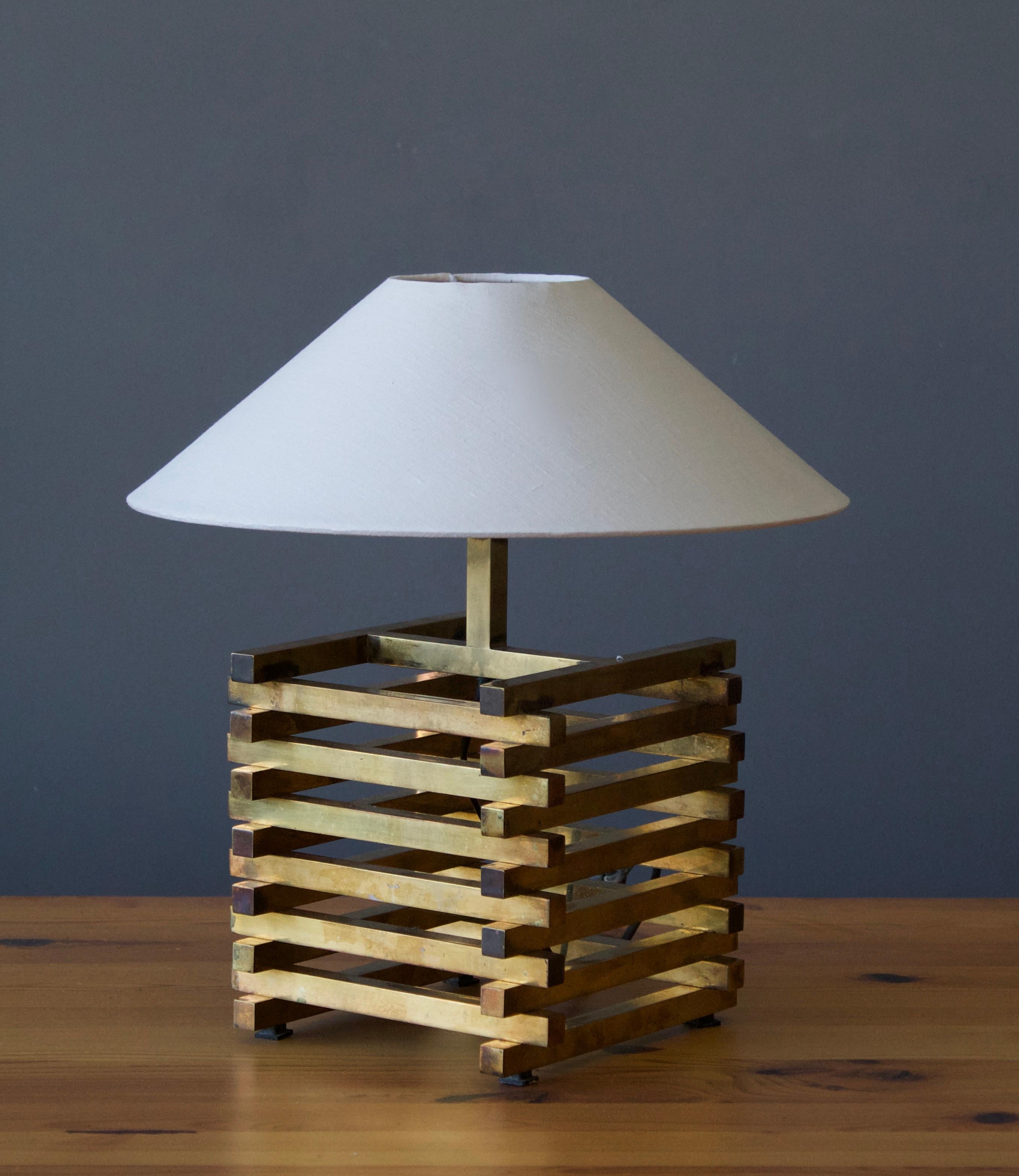 A pair of table lamps, designed and produced in Italy, 1970s. In brass. 

Stated dimensions exclude lampshade, height includes socket. Sold without lampshades.

Other designers of the period include Gabriella Crespi, Donald Judd, Max Ingrand,