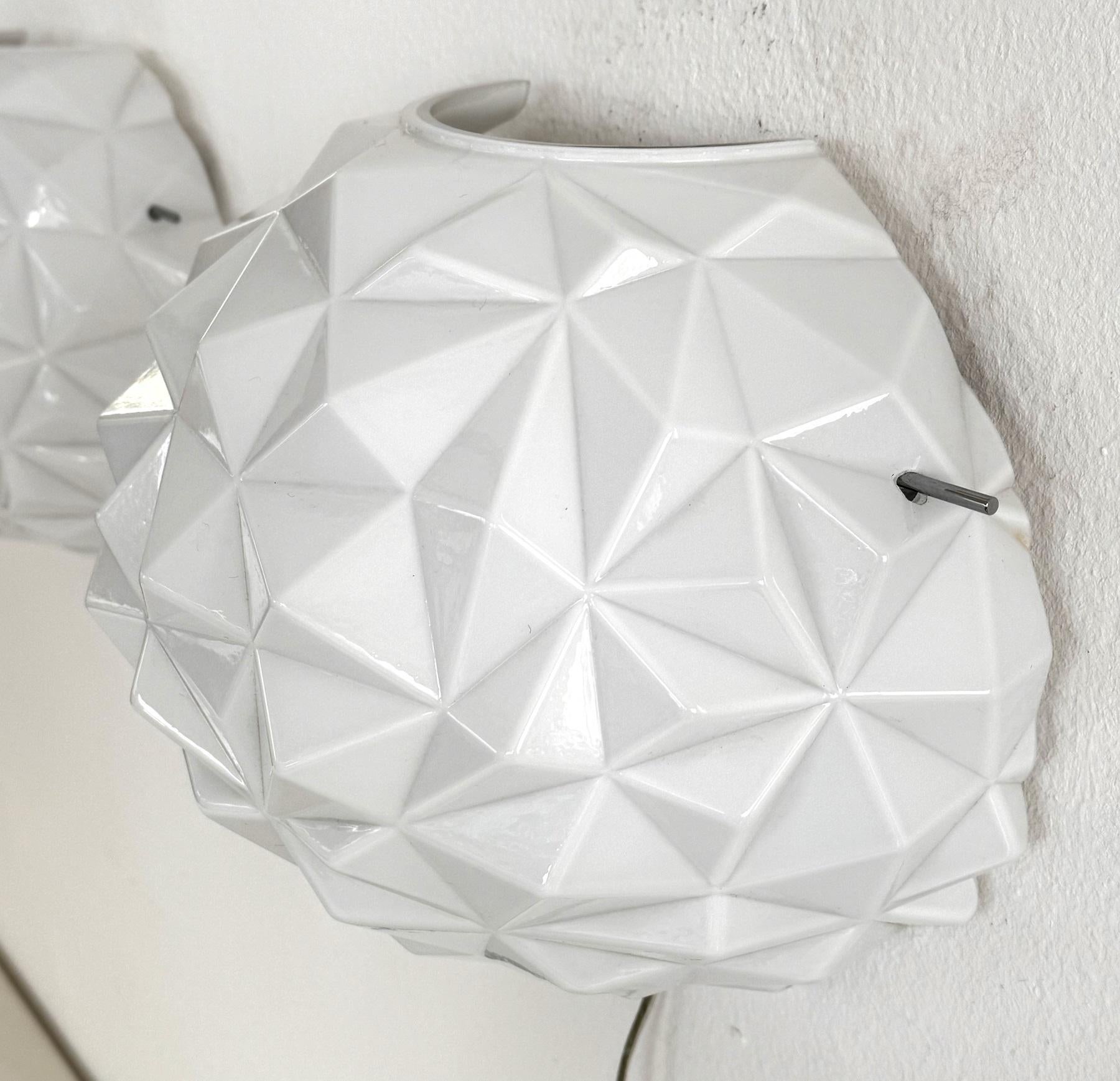 Late 20th Century Italian Designer Murano Glass Wall Sconces in Modern Geometric Shape, 1990 For Sale