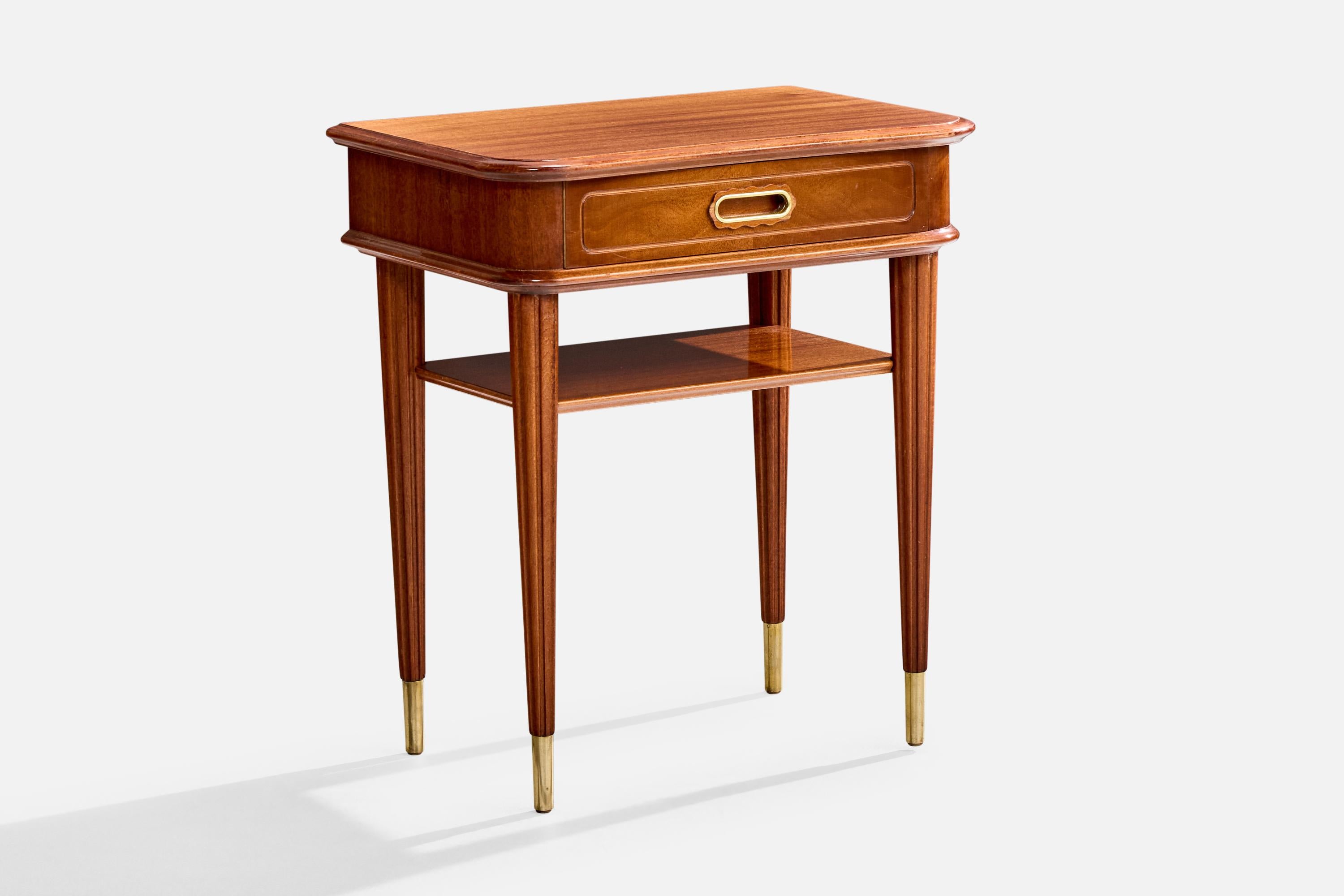 Italiano Comodini di design italiano, Noce, Ottone, Italia, anni '50