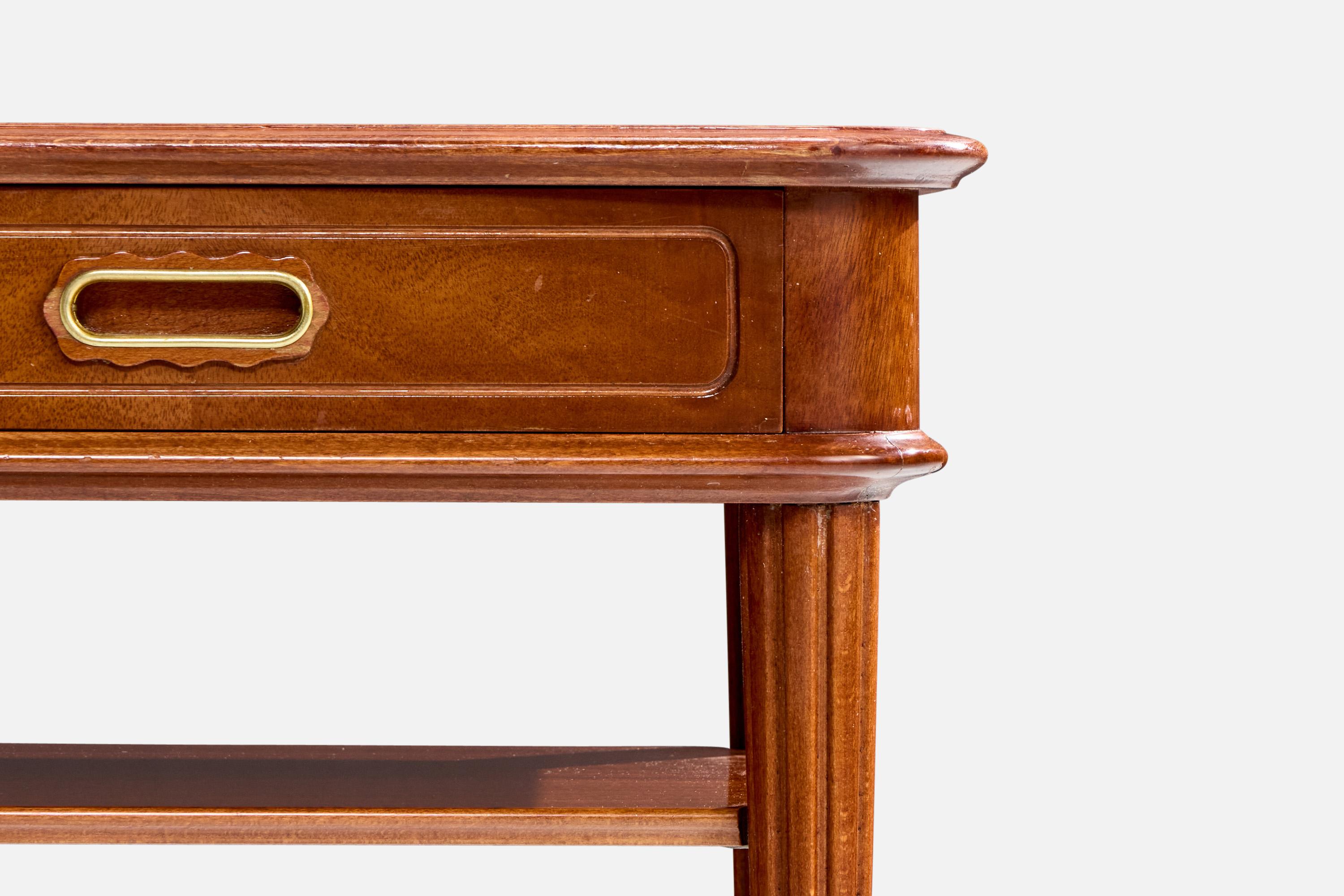 Comodini di design italiano, Noce, Ottone, Italia, anni '50 1