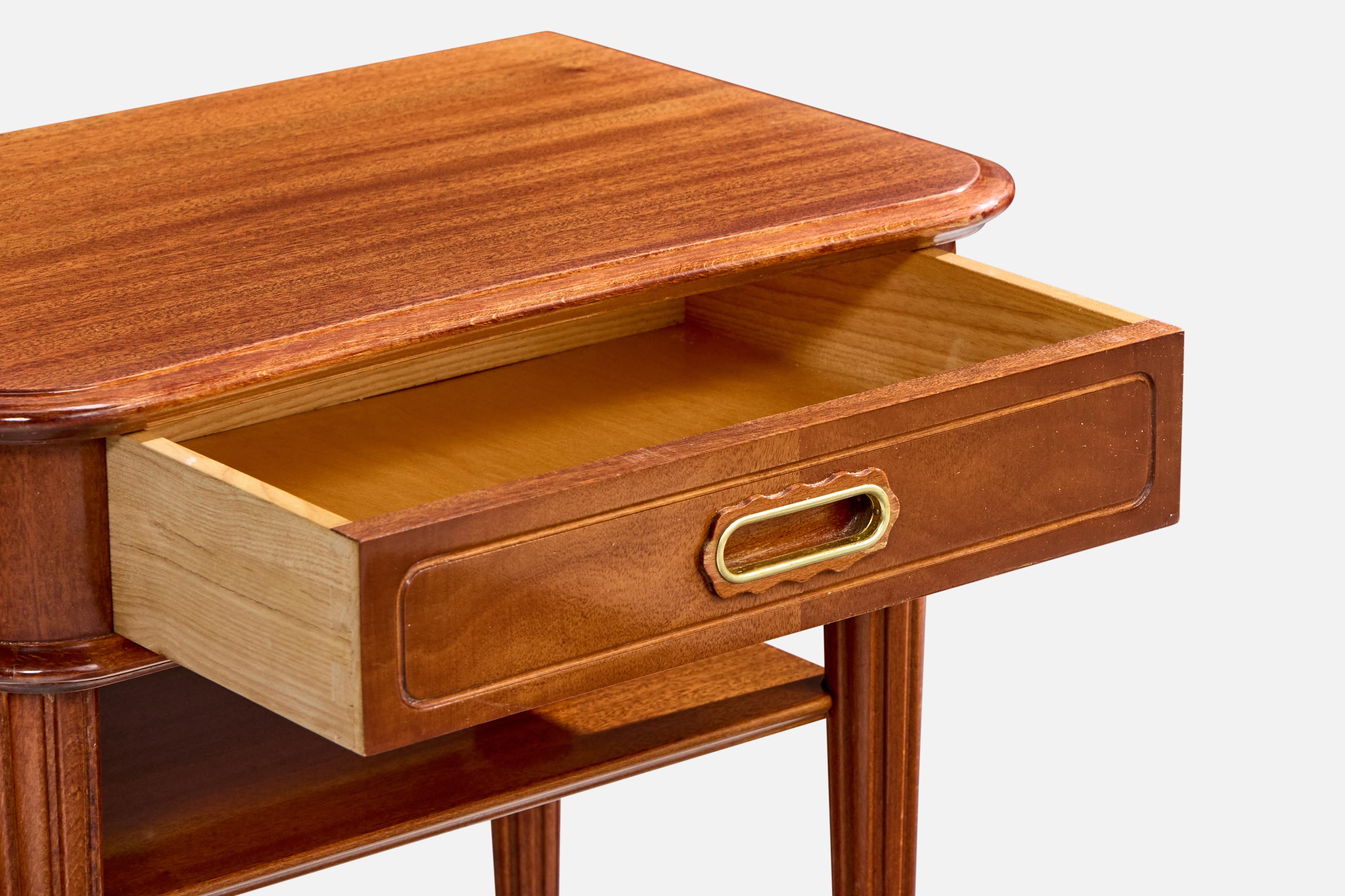 Comodini di design italiano, Noce, Ottone, Italia, anni '50 2